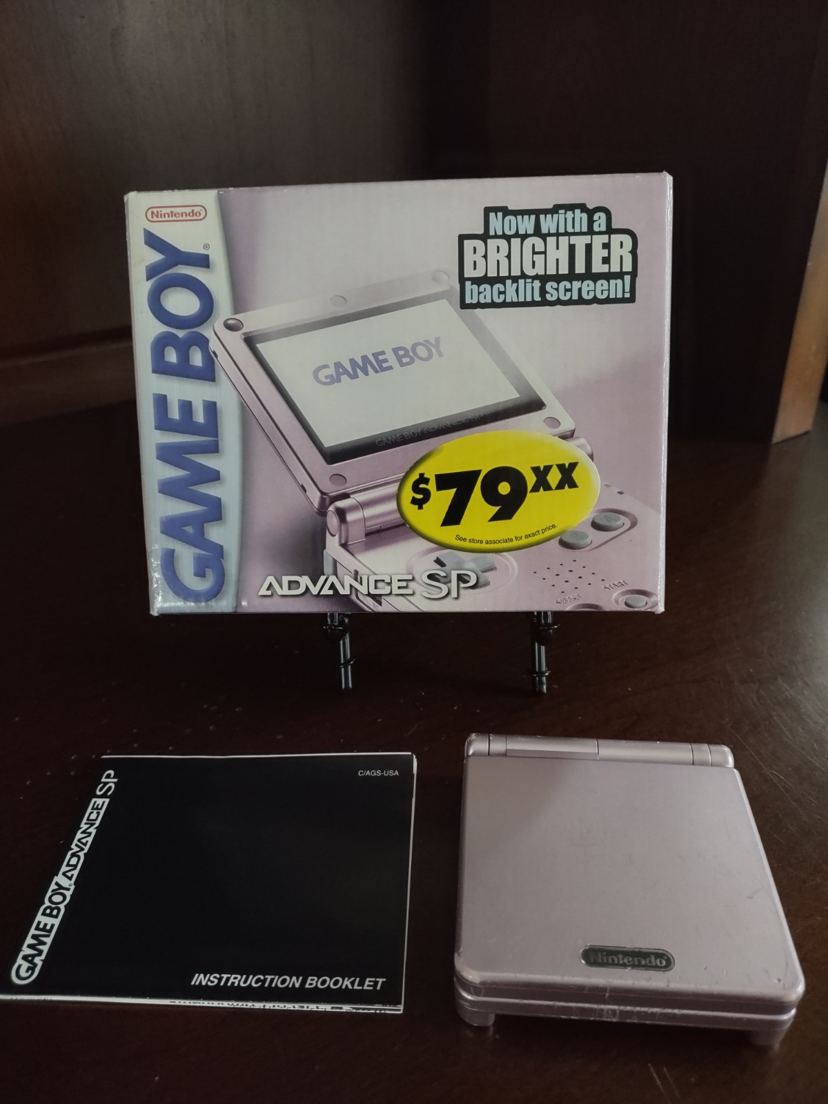 Nintendo Game Boy Advance SP Pearl Pink W/ Original Box Charger Manual TESTED