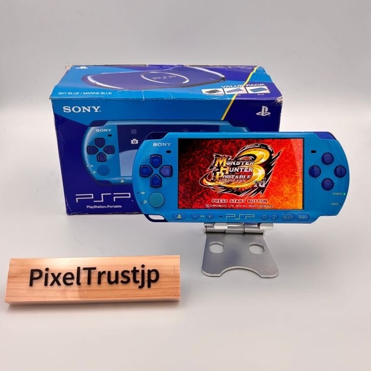 Sony PSP-3000 Aqua Blue Value Pack Console Bright LCD Slim & Lite Boxed Excellen