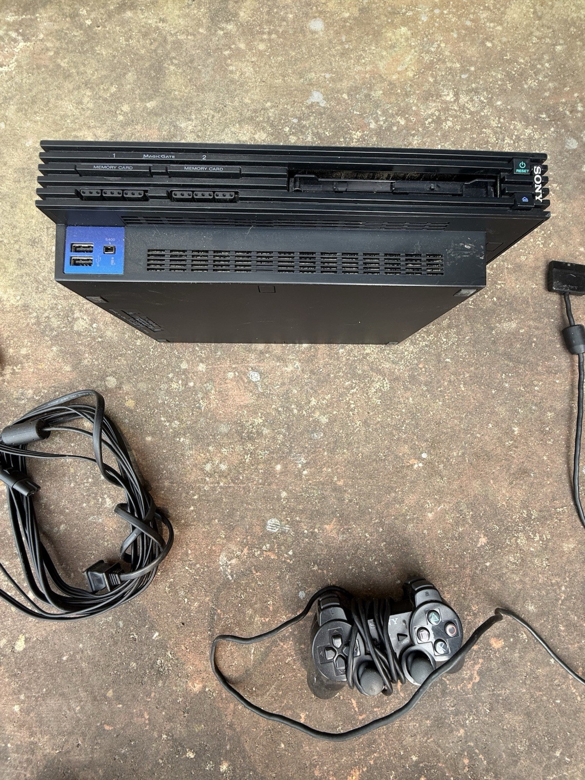 ￼ PlayStation 2 Console Bundle – AS-IS, Untested, No Warranty – Controller& Wire