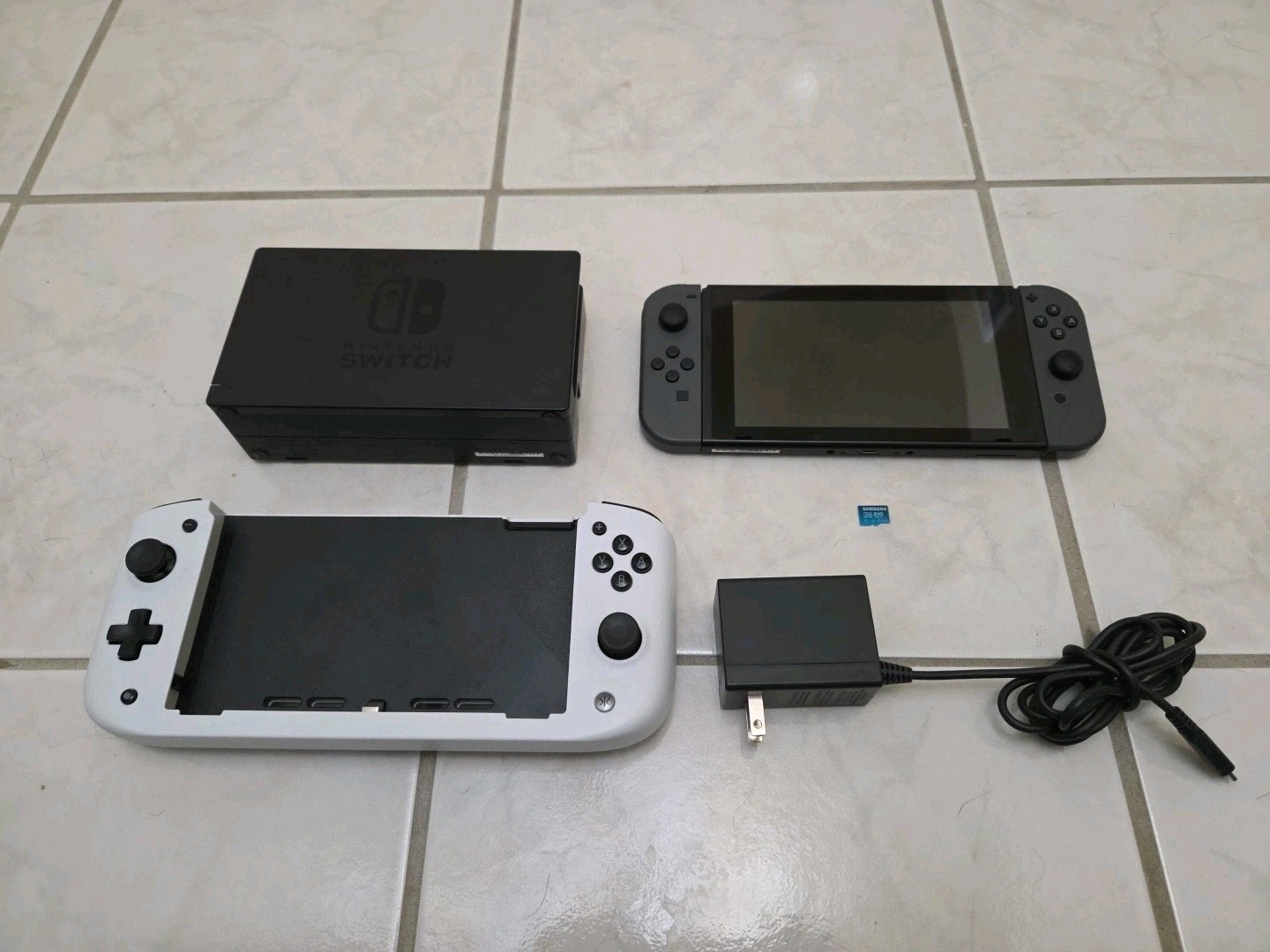 Nintendo Switch HAC-001 + Power Cable, Dock, Nitro Deck, & 256 GB Micro SD