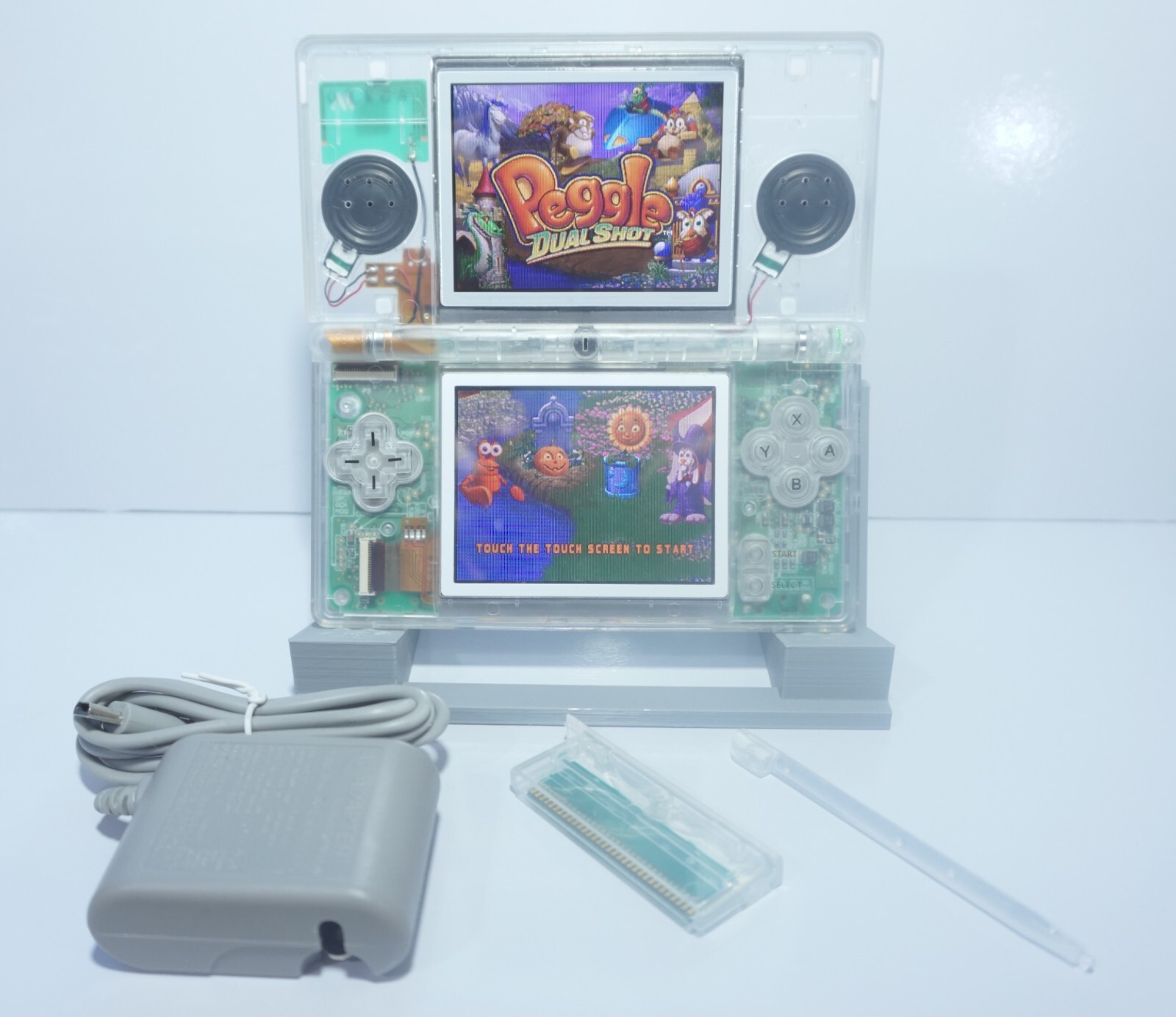 Nintendo DS Lite Transparent Clear Handheld Game System with Charger & Stylus