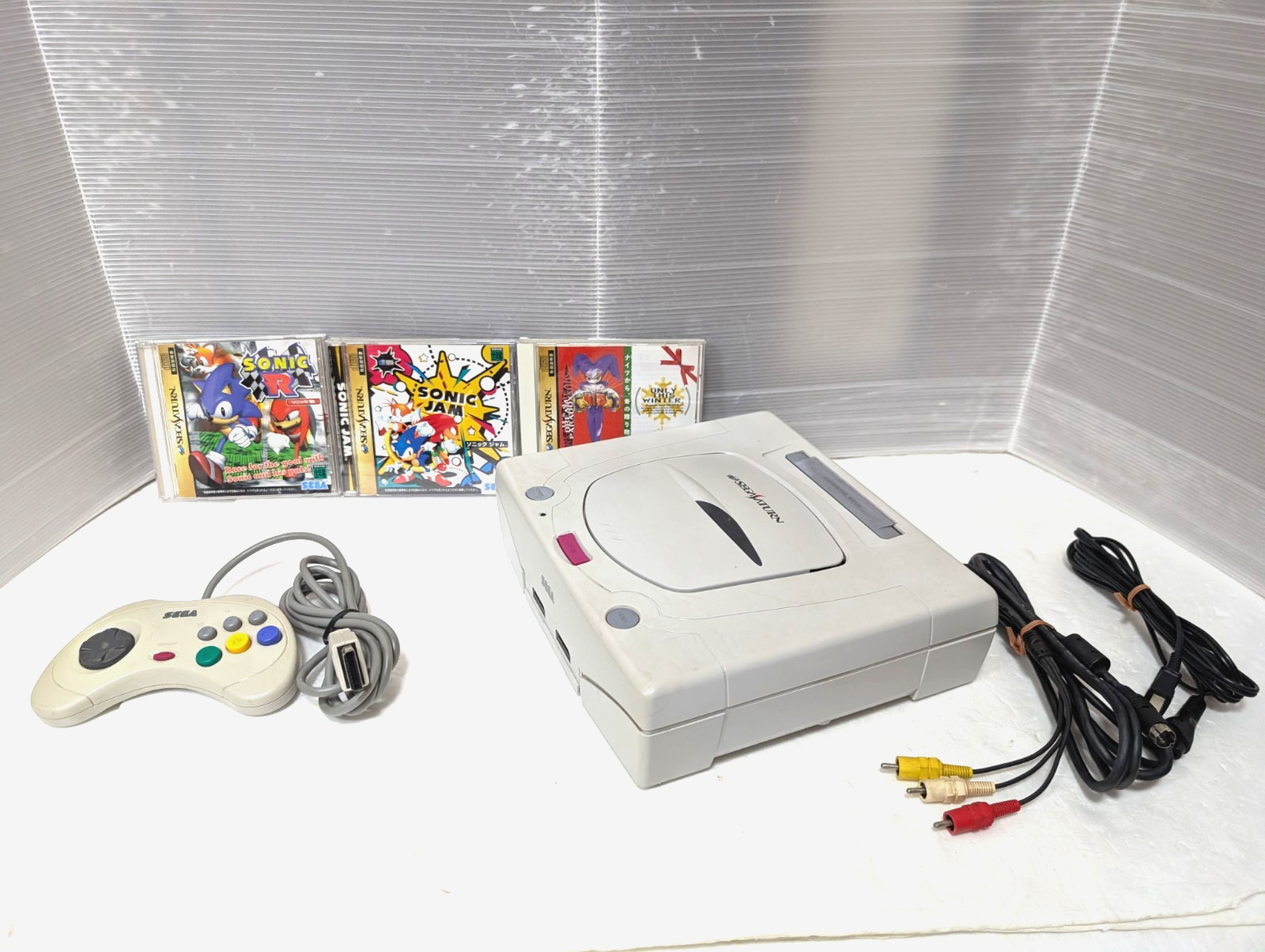 Sega Saturn White Console Sonic Jam Sonic R Japan Box