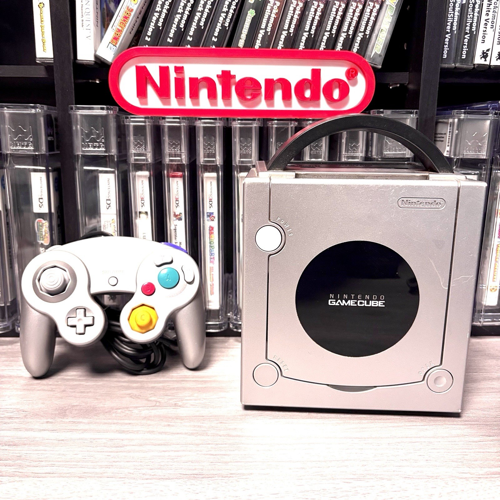 Platinum Nintendo GameCube Console Bundle System w OEM Controller & Hookups