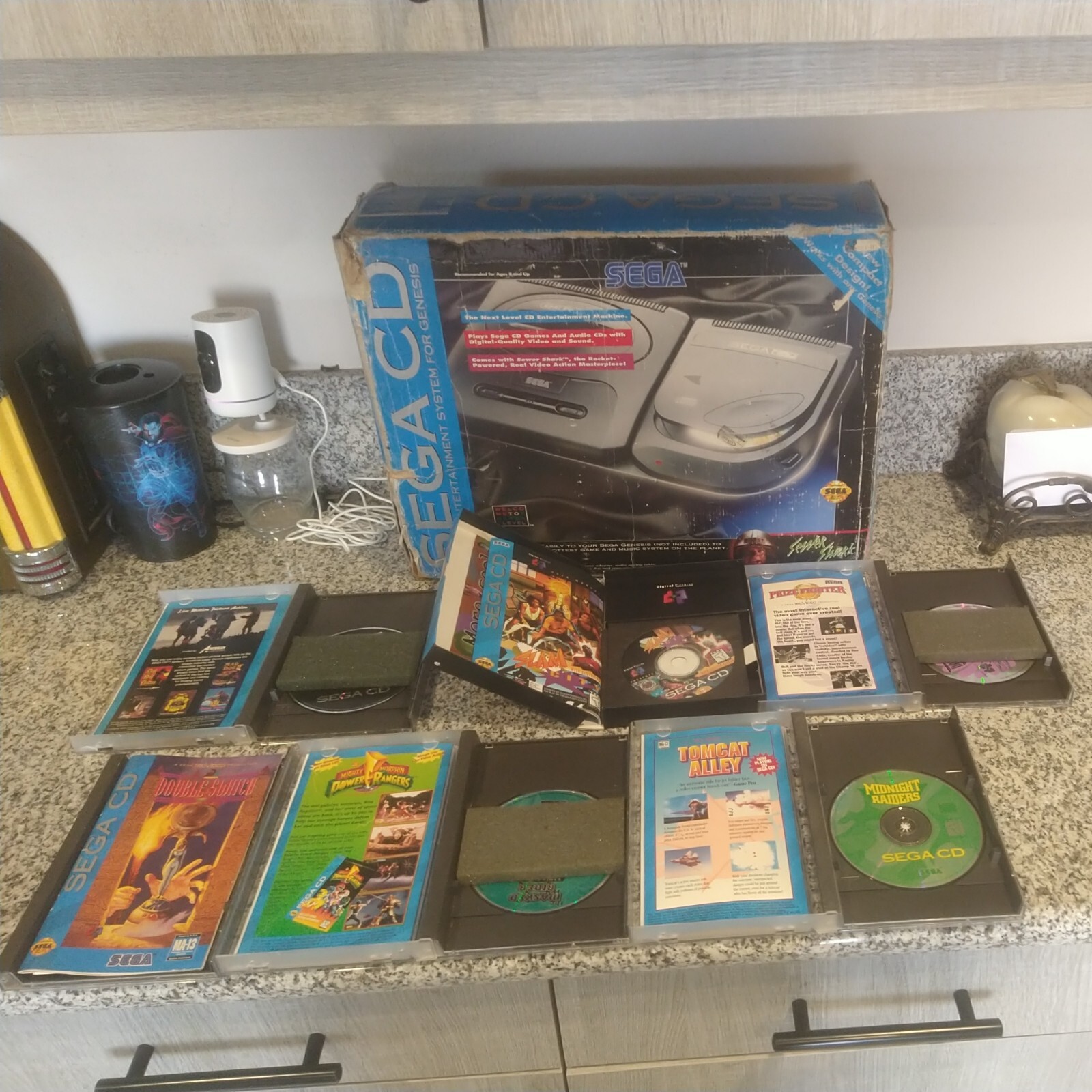 Sega CD Model 2 Console + Genesis Model 2 System Bundel w/ Box & 7 Games