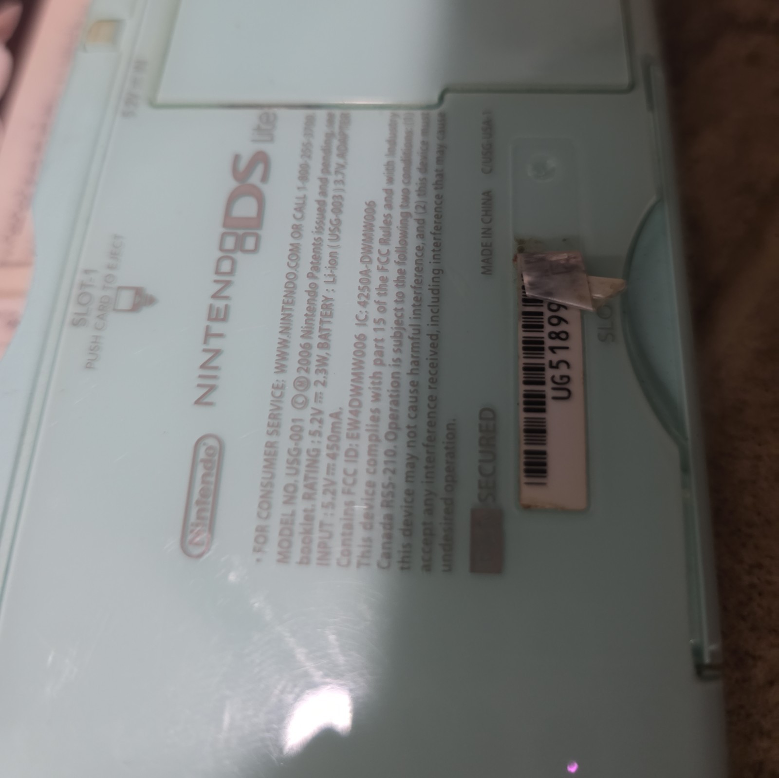 Nintendo DS Lite Mint Green System Complete CIB, Good Shape, + 2 games