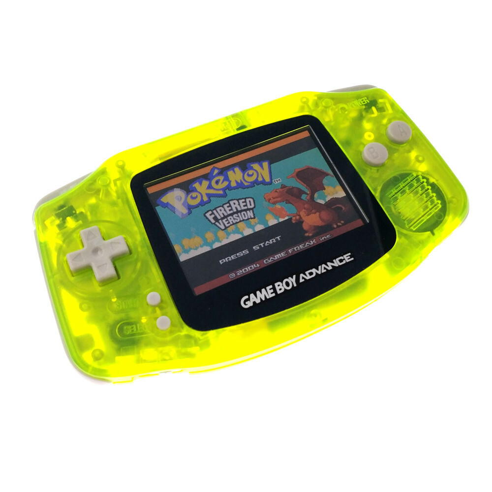Clear Yellow AGS-101 Backlight Backlit Screen Game Boy Advance GBA game Console