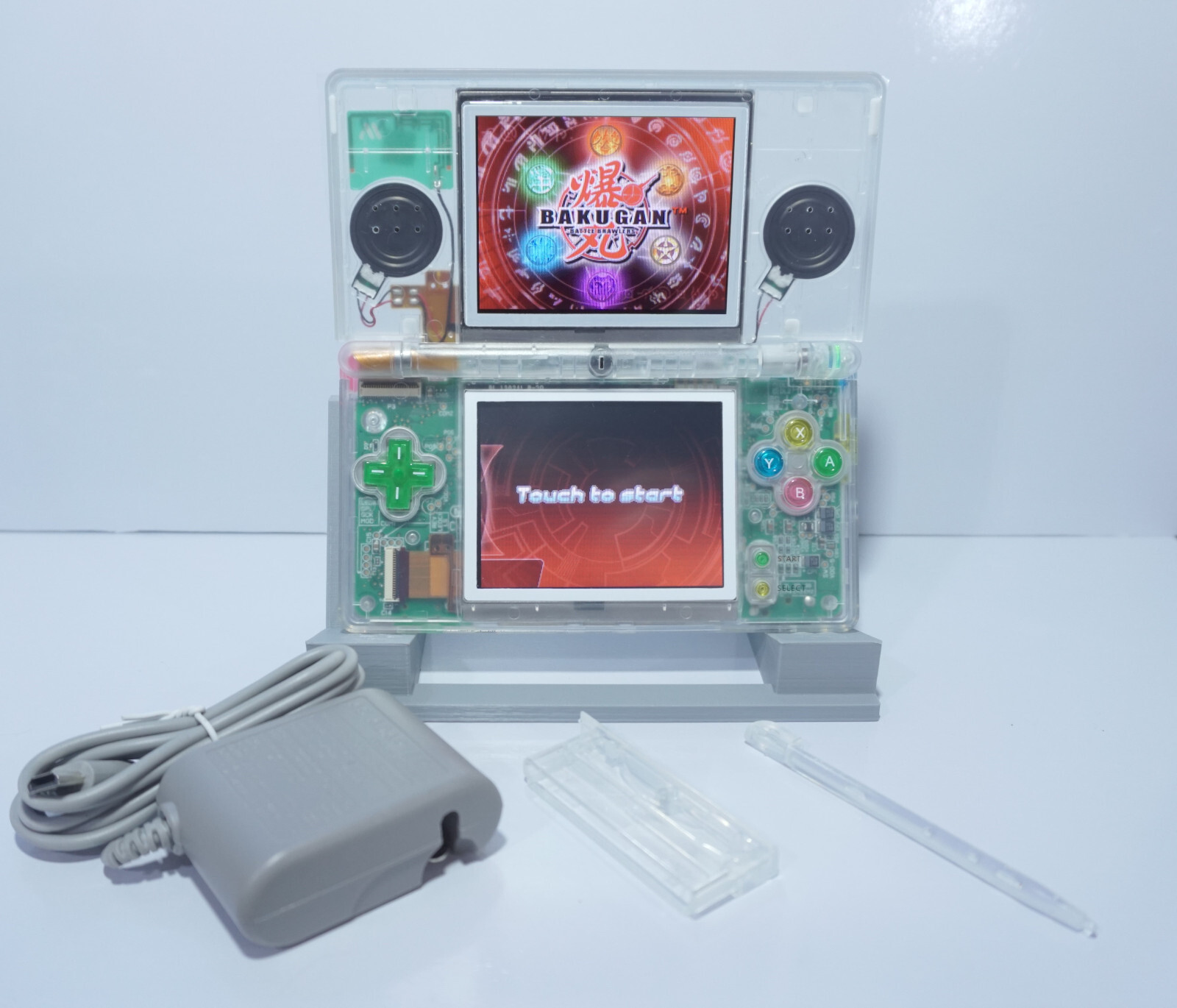 Nintendo DS Lite Transparent Clear Handheld Game System with Rainbow Buttons