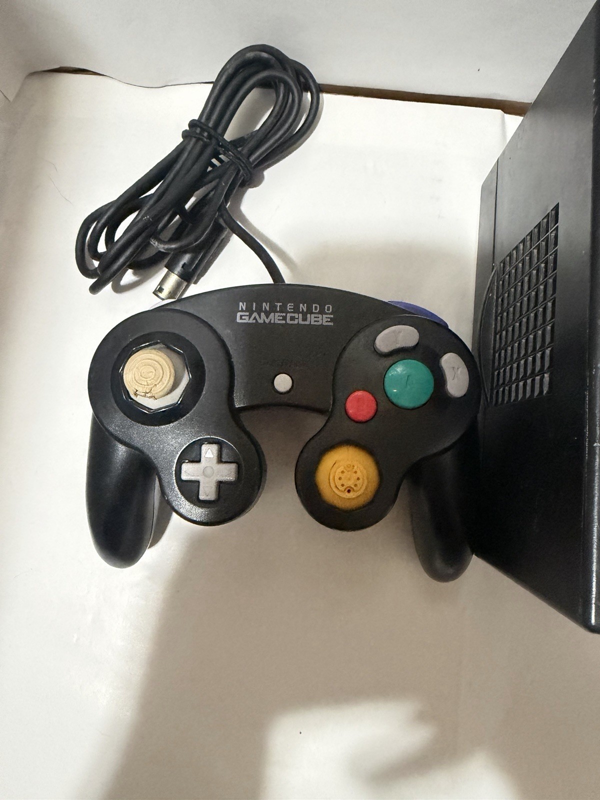 Nintendo GameCube Black No Power Supply And Heavily Played Controller