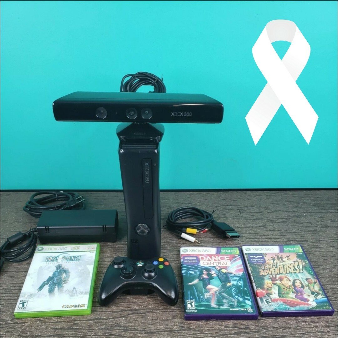 Microsoft XBOX 360 S 4GB System Console w/ Controller, Kinect + 3 Games