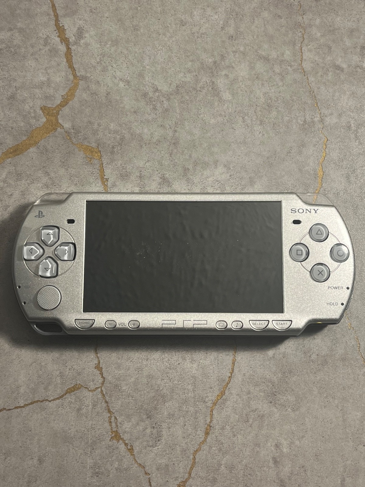 Sony PSP -2001 Silver Video Game System FOR PARTS (No power) w/ Battery OEM