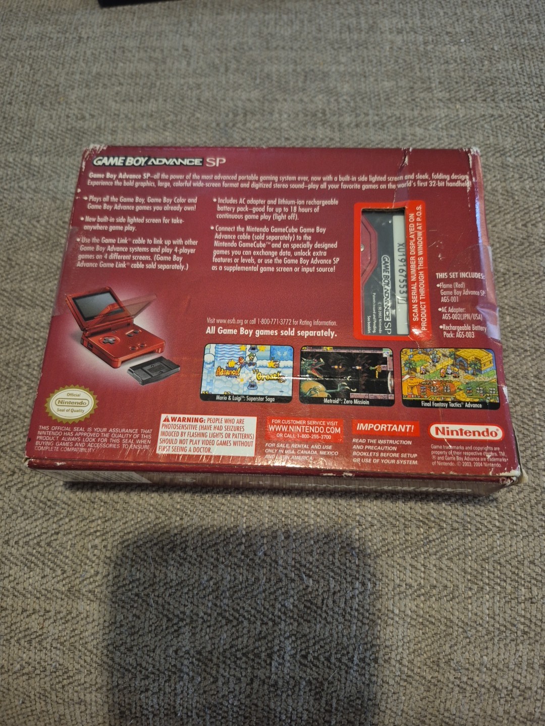 Nintendo GameBoy Advance SP Flame Red NEW & SEALED