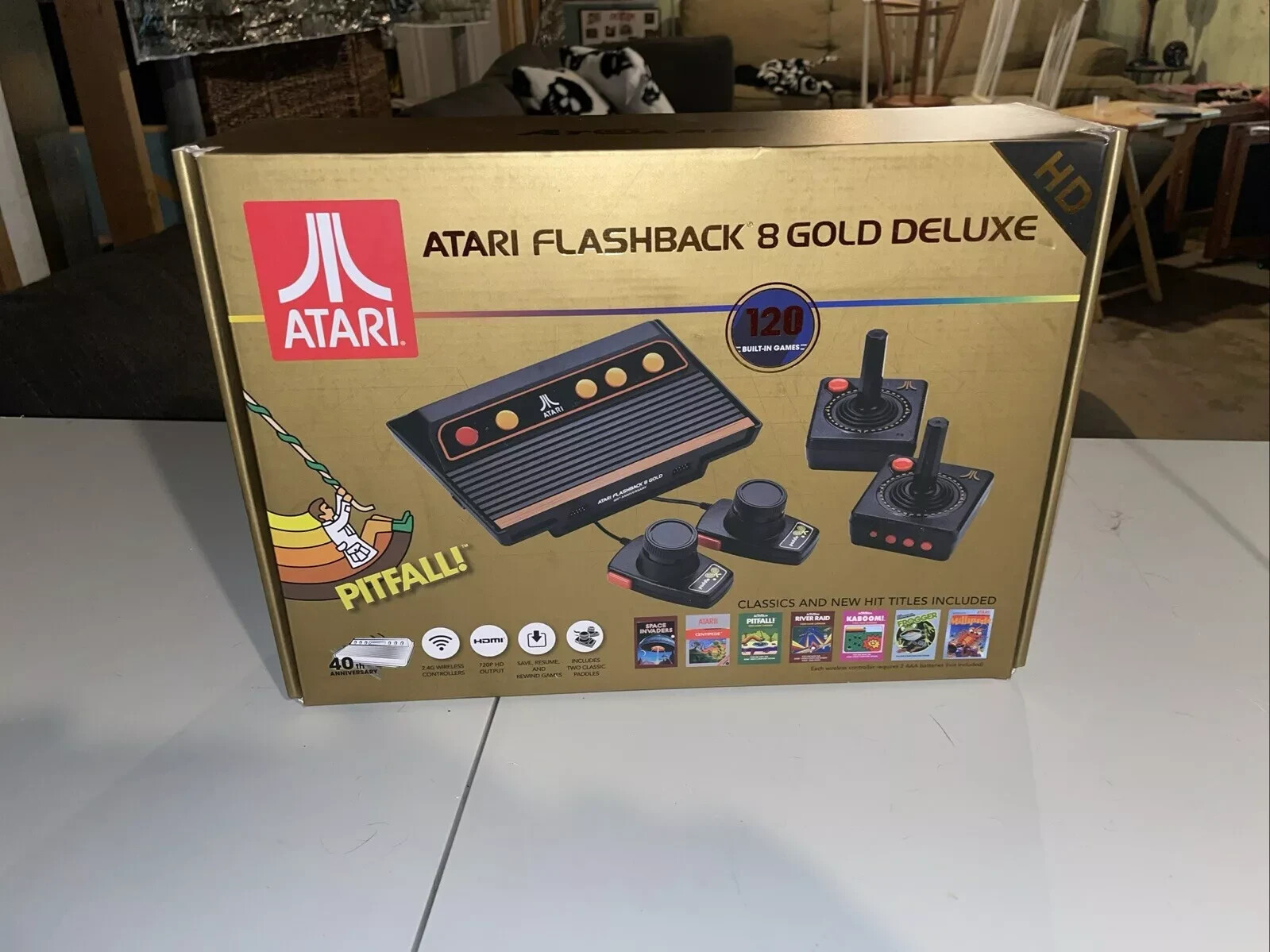 Atari Flashback 8 Gold Deluxe HD Console Wireless Controllers 120 Built In Games