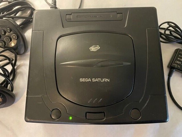 SEGA Saturn Black CONSOLE 2 CONTROLS POWER CORD, RF UNIT (AV) AUTHENTIC OEM