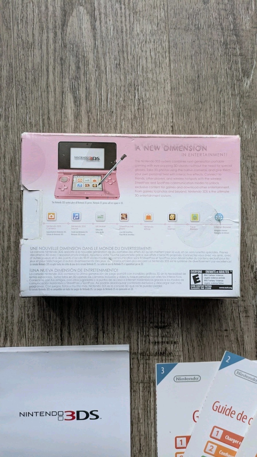 Nintendo 3DS Pink *BOX AND INSERTS ONLY* NO CONSOLE