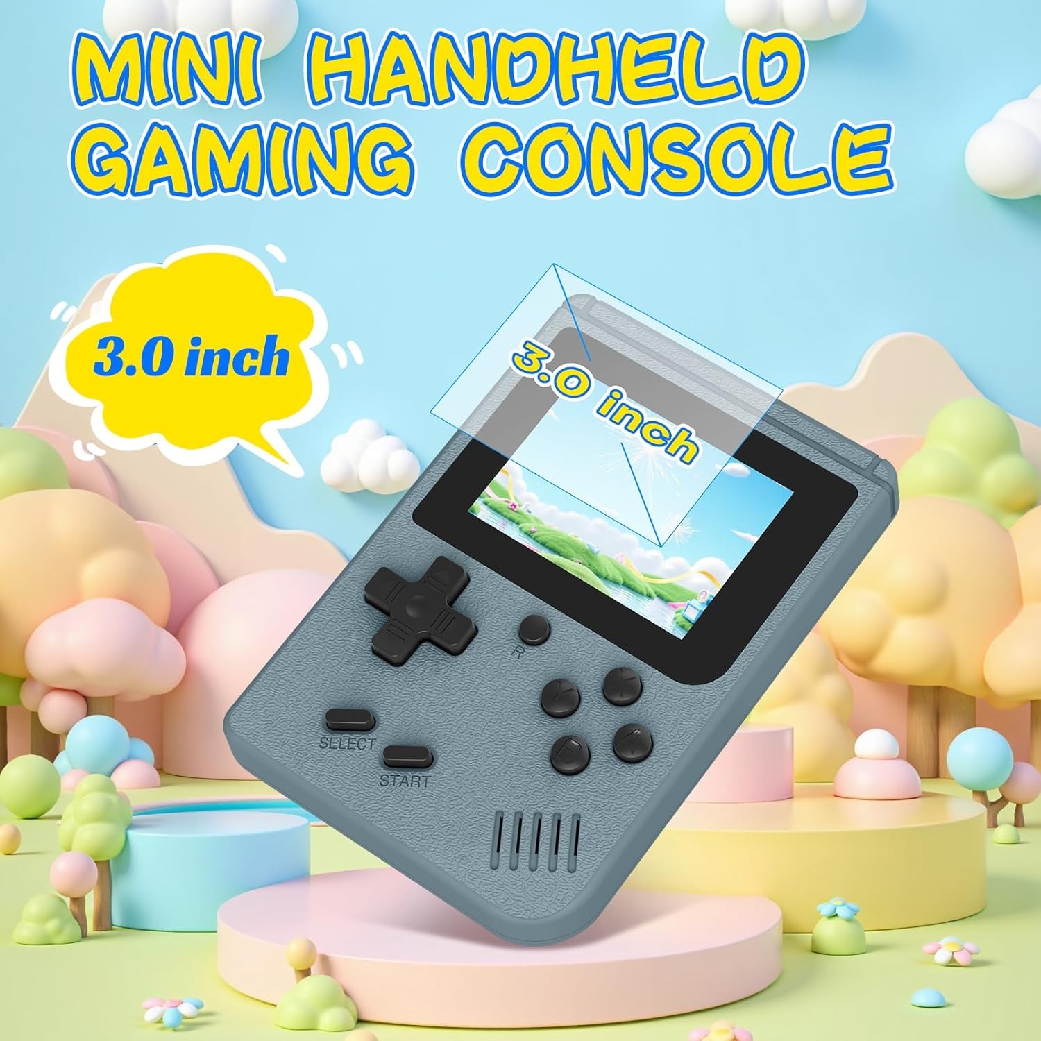 Retro Handheld Game Console 400 Classic Games 3″ IPS 1020mAh Rechargeable Gray