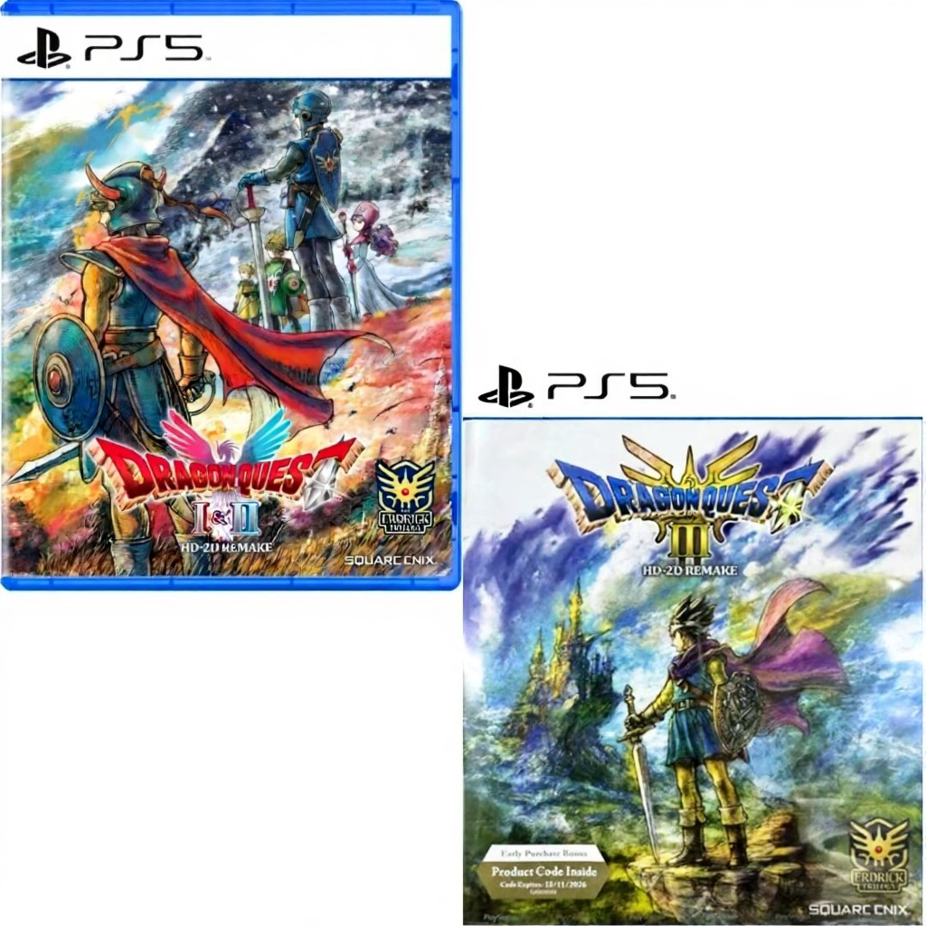 Dragon Quest I & II (Multi-Language) + III HD-2D Remake PS5 New Sealed Bundle