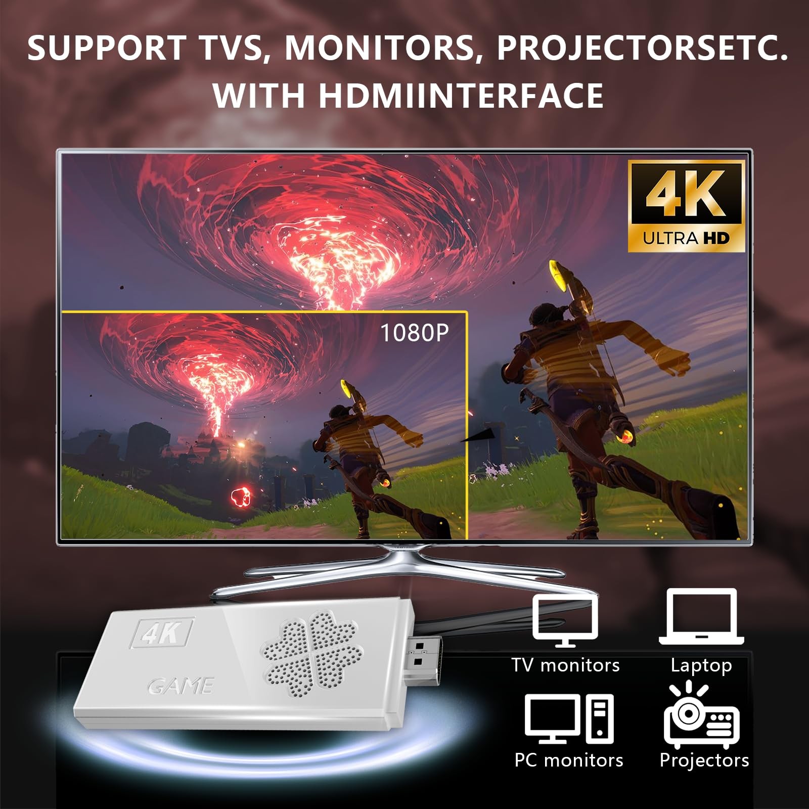 2026 Upgraded Wireless Retro Gaming Console Stick 4K HDMI, Retro Video Game C…