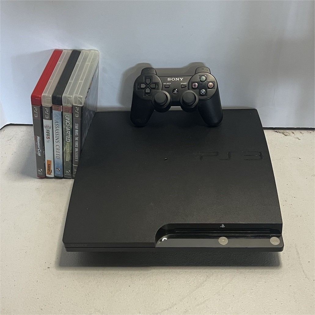 Sony PS3 Slim 120GB Black Blu-Ray 1080p NTSC-U/C w/ DualShock 3 Games