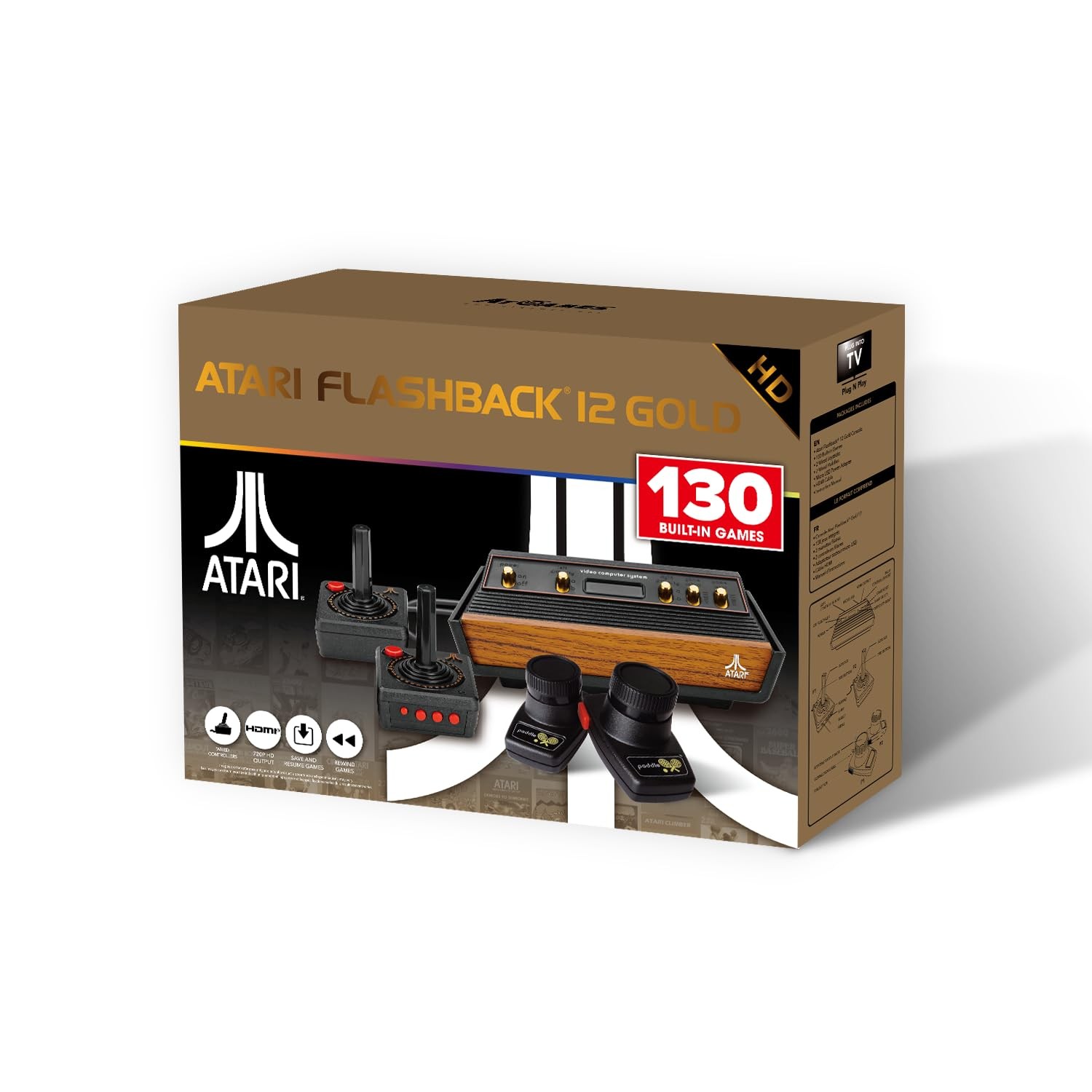 Atari Flashback 12 Gold, Retro Game Console, Built-in 130 Classic Games, Two …
