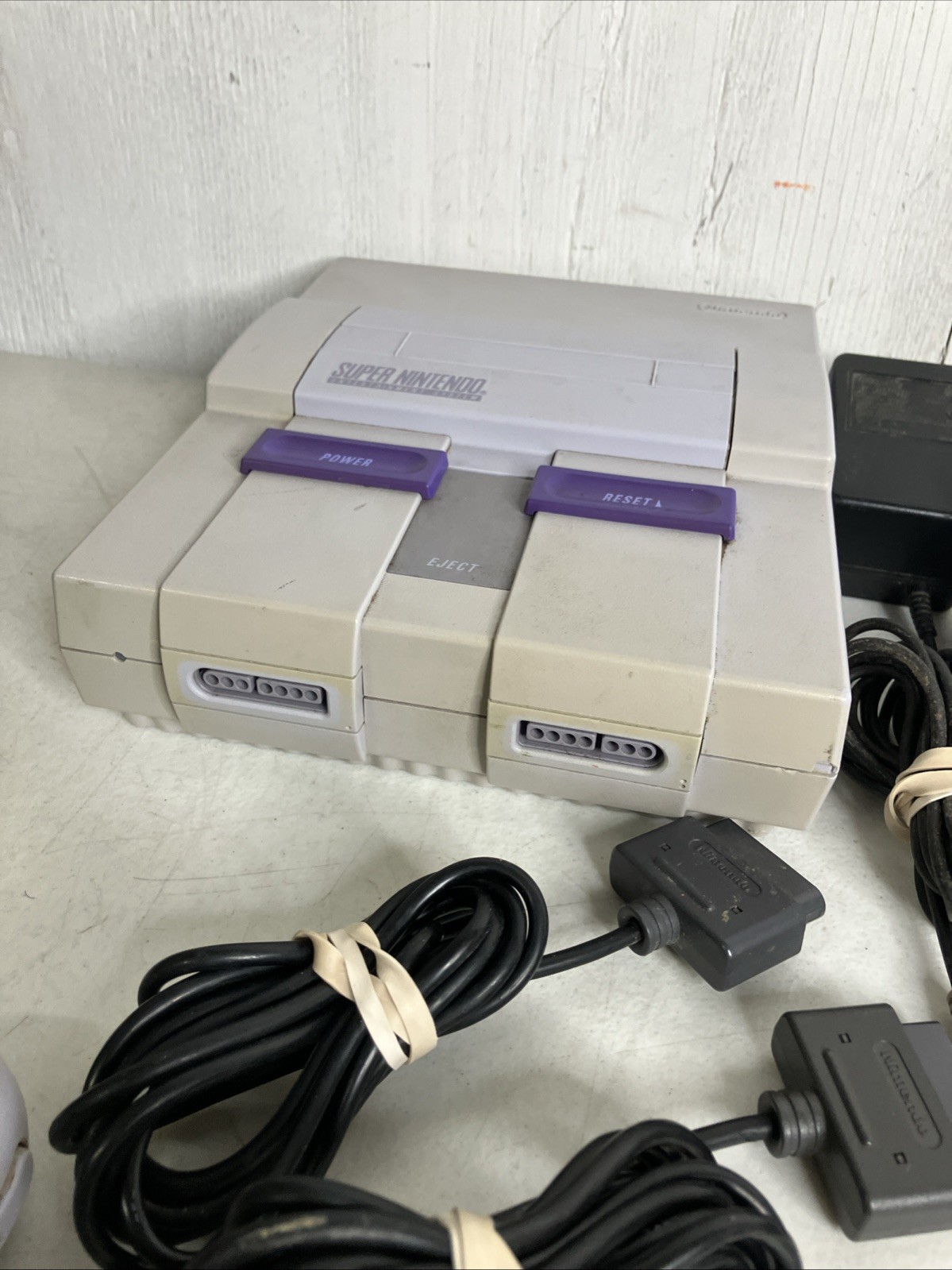 Super Nintendo SNES System Console Bundle 10 Games Super Mario World F-Zero Sim