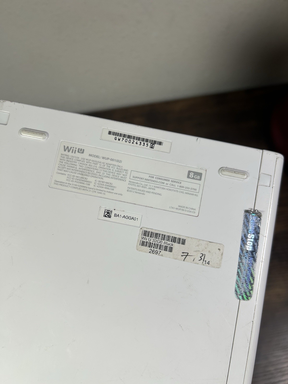 PARTS – Nintendo Wii U White Console System WUP-101(02) Parts Only