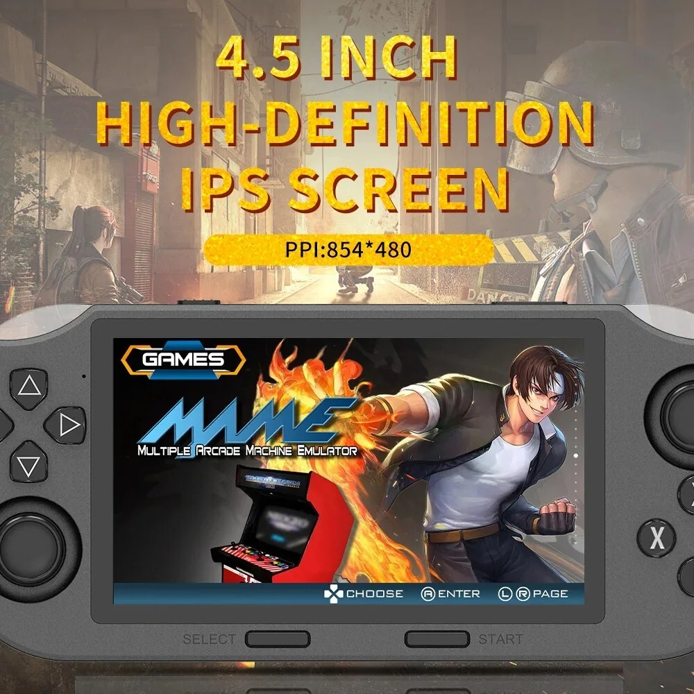 SF3000 Mini Portable Handheld Game Console 4.5 Inch IPS Screen, 20000+ Games