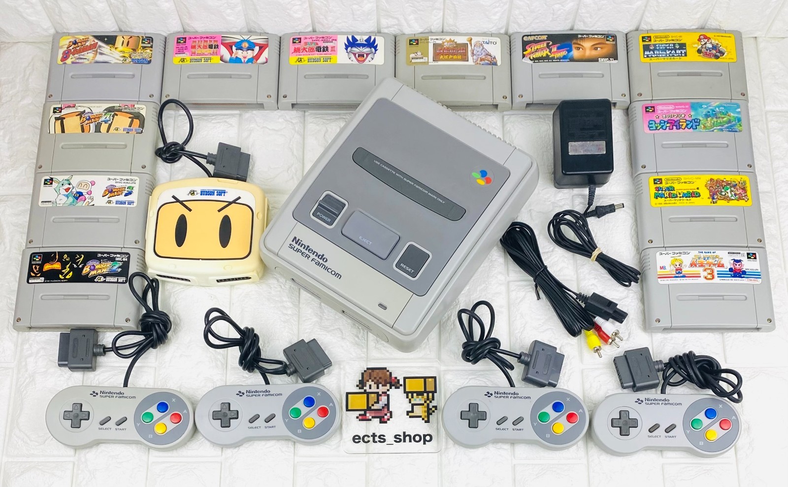Nintendo Super Famicom console Super Bomberman games Lot of 10 MULTI TAP SET JP