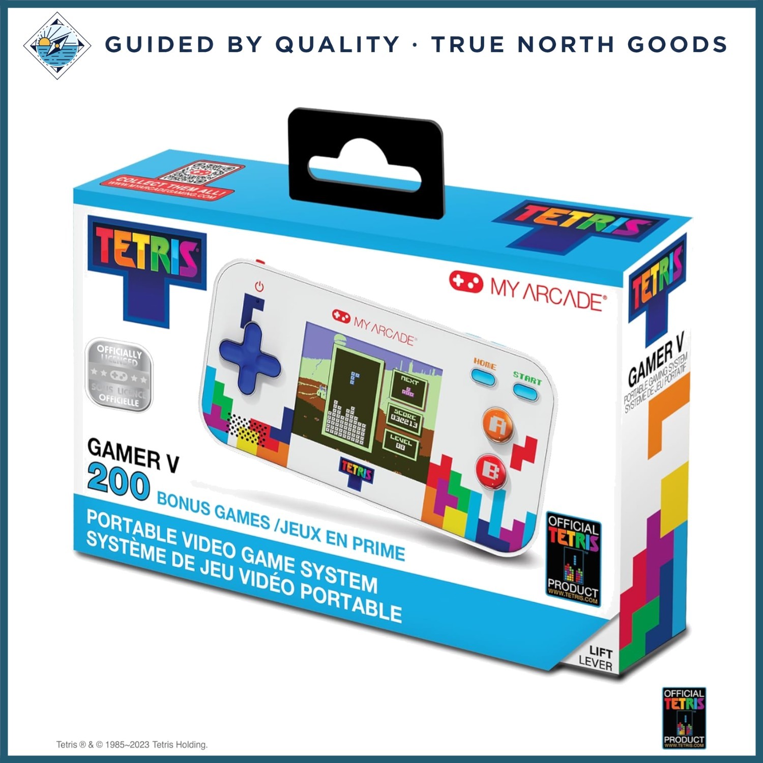 Battery-Powered Tetris Handheld with 200 Arcade Games and Lightweight Design