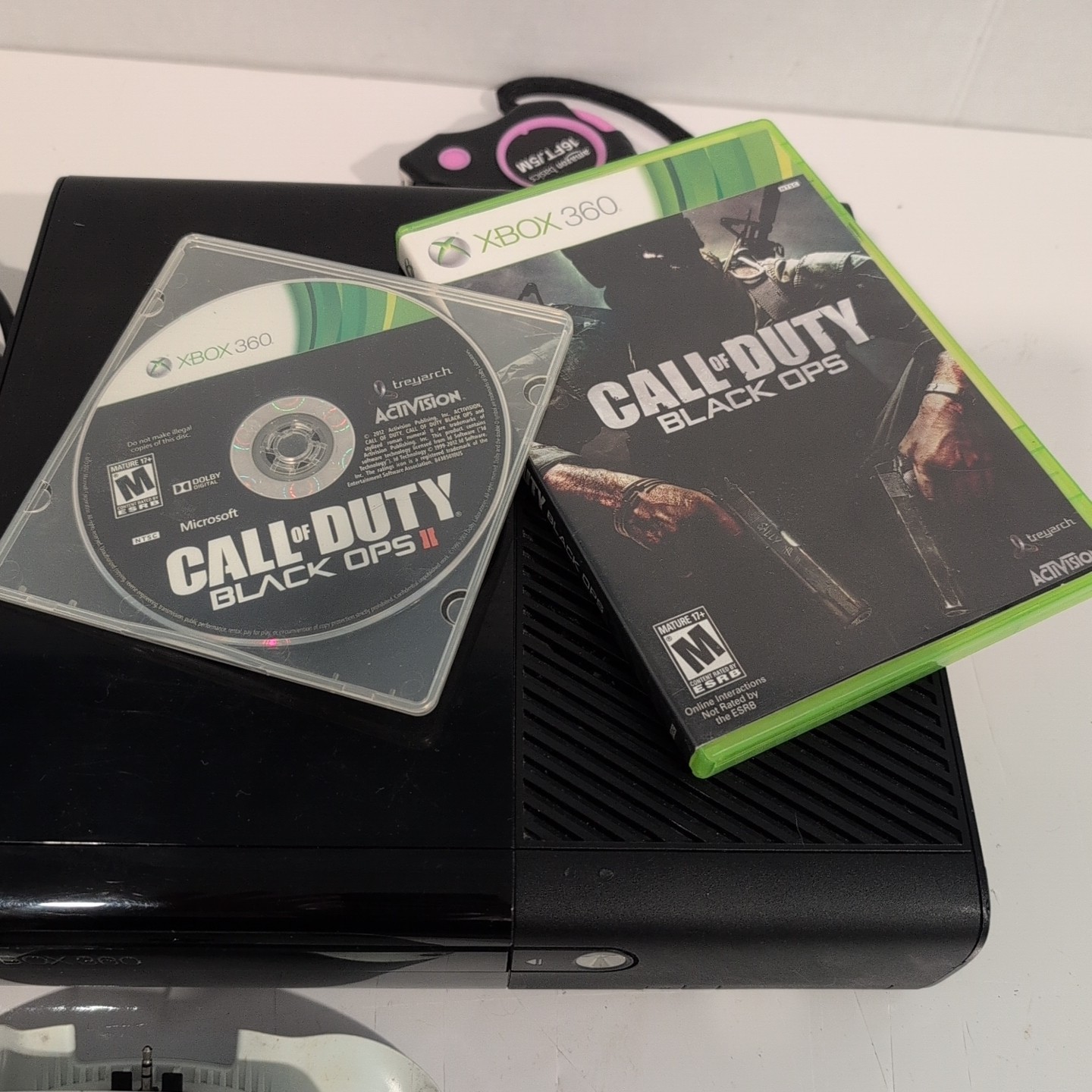 Microsoft Xbox 360 E Console 500GB Black Tested W Remote, HDMI, 4 Games, Power