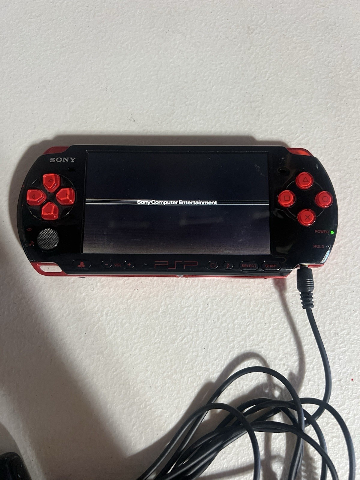 Sony PSP 3000 Console Red Black No Battery No Charger with Memory Card 1GB