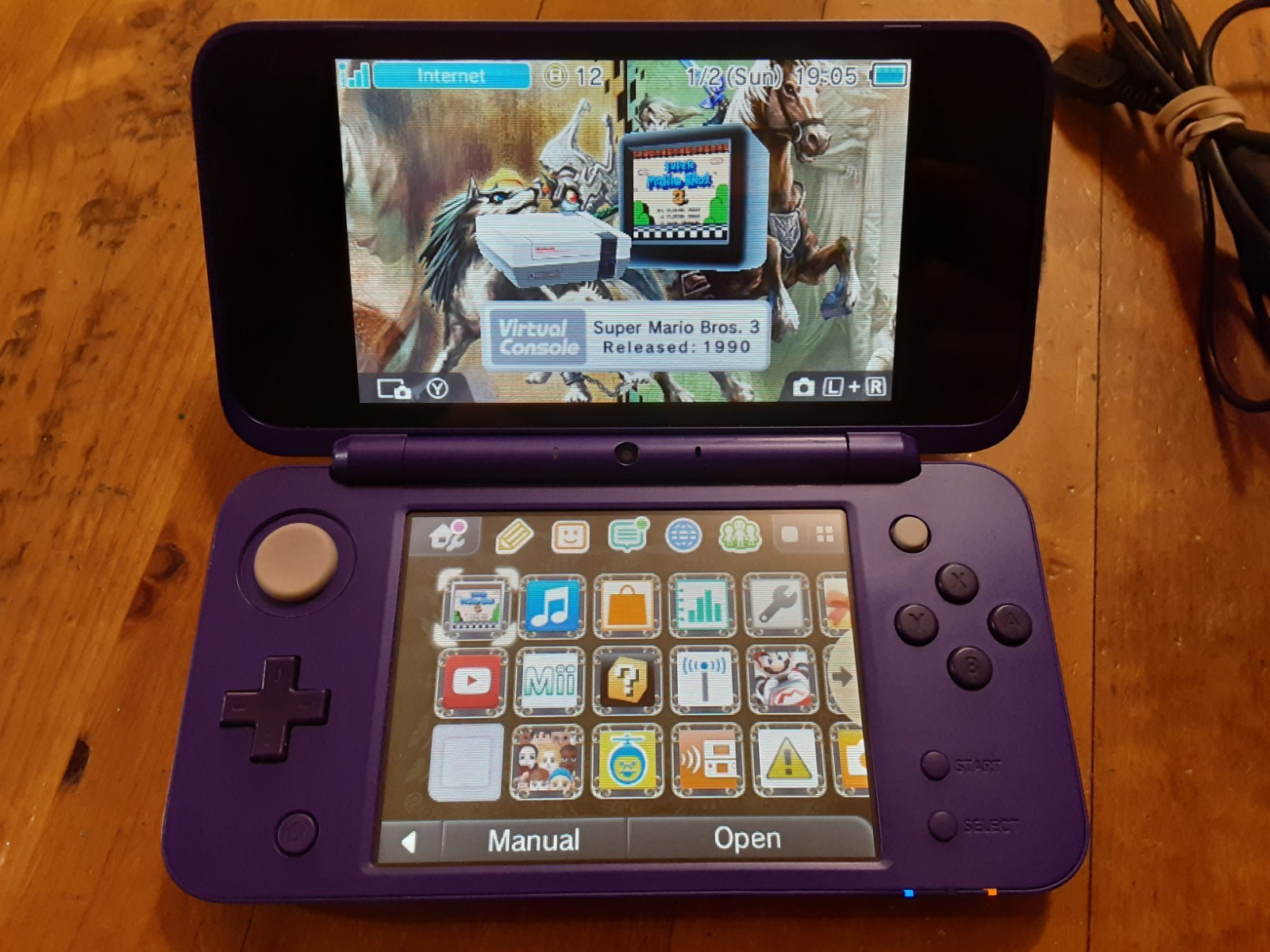 Nintendo 2DS XL Purple/Silver Console W/ 3 Games, Charger, Stylus, MicroSD Card