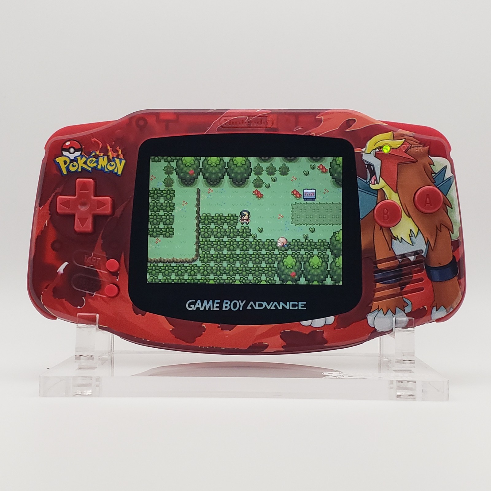 Entei Game Boy Advance, Funnyplaying Backlit IPS Screen Clear Red Pokemon Theme