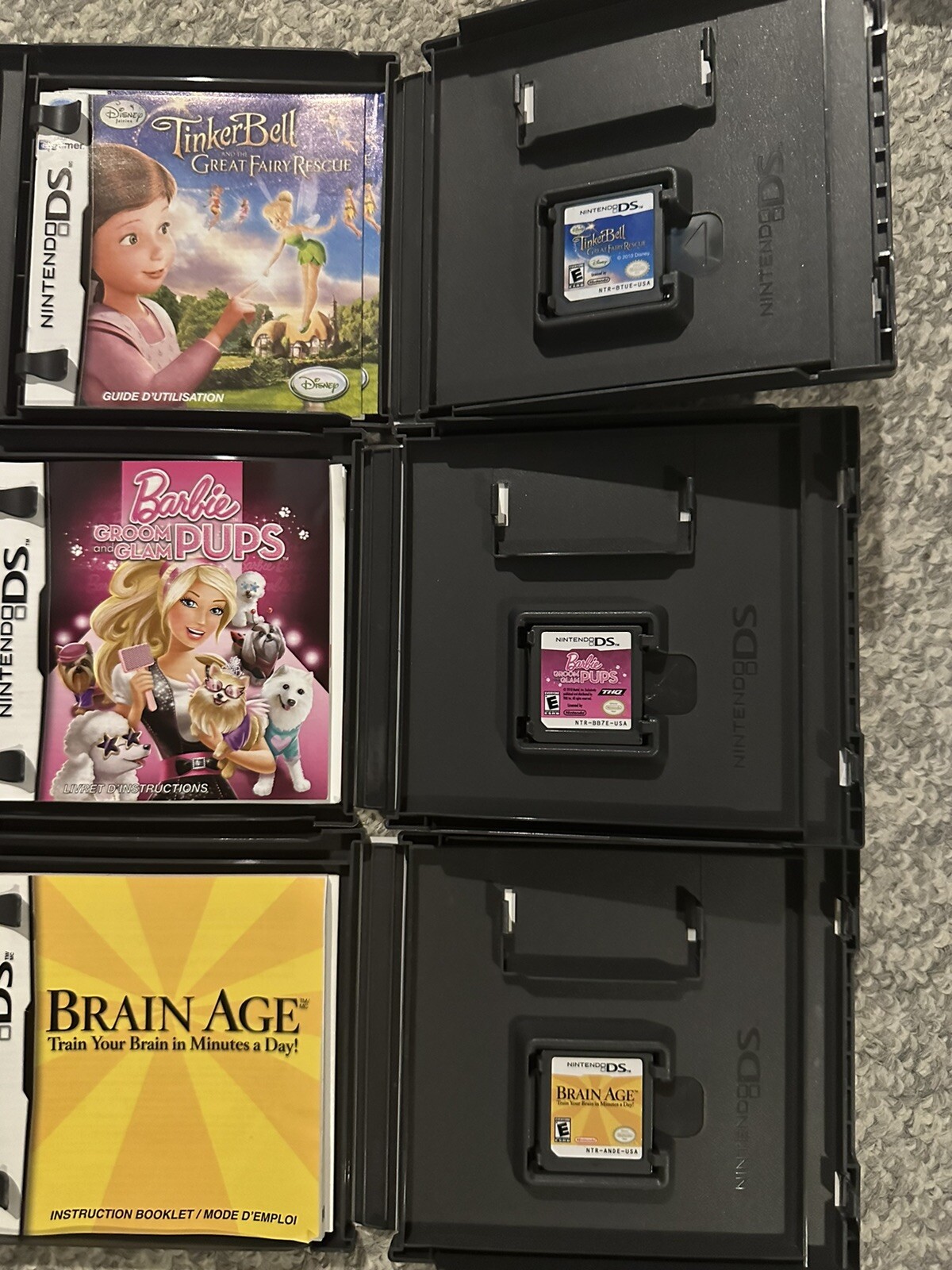 Nintendo DS Lite Bundle Lot Metallic Pink Console, 19 Games And Carrying Case