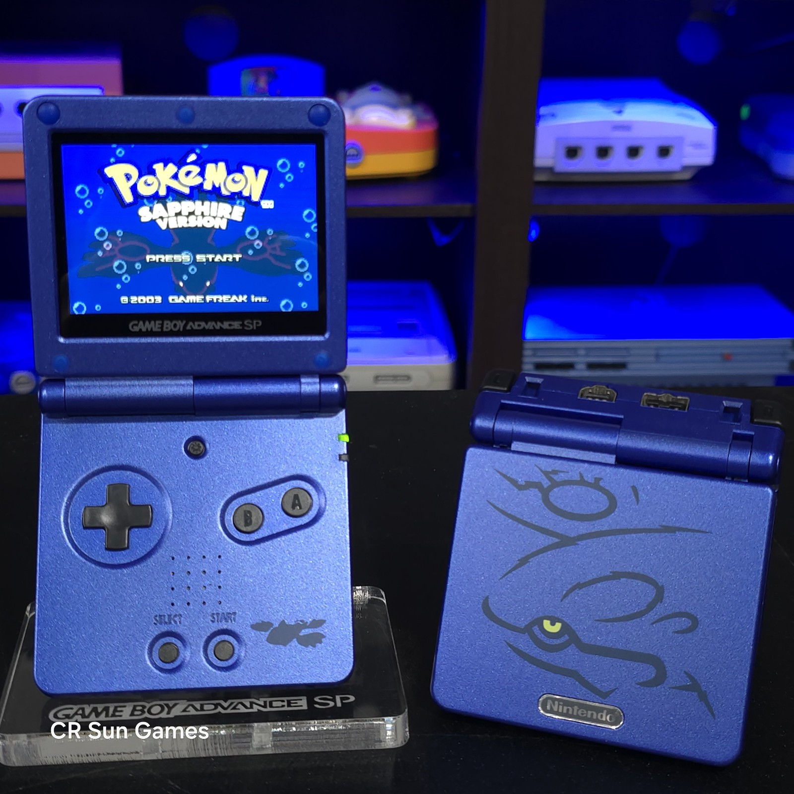 Blue Nintendo Game Boy Advance GBA SP IPS MOD Adjustable Brightness – Kyogre