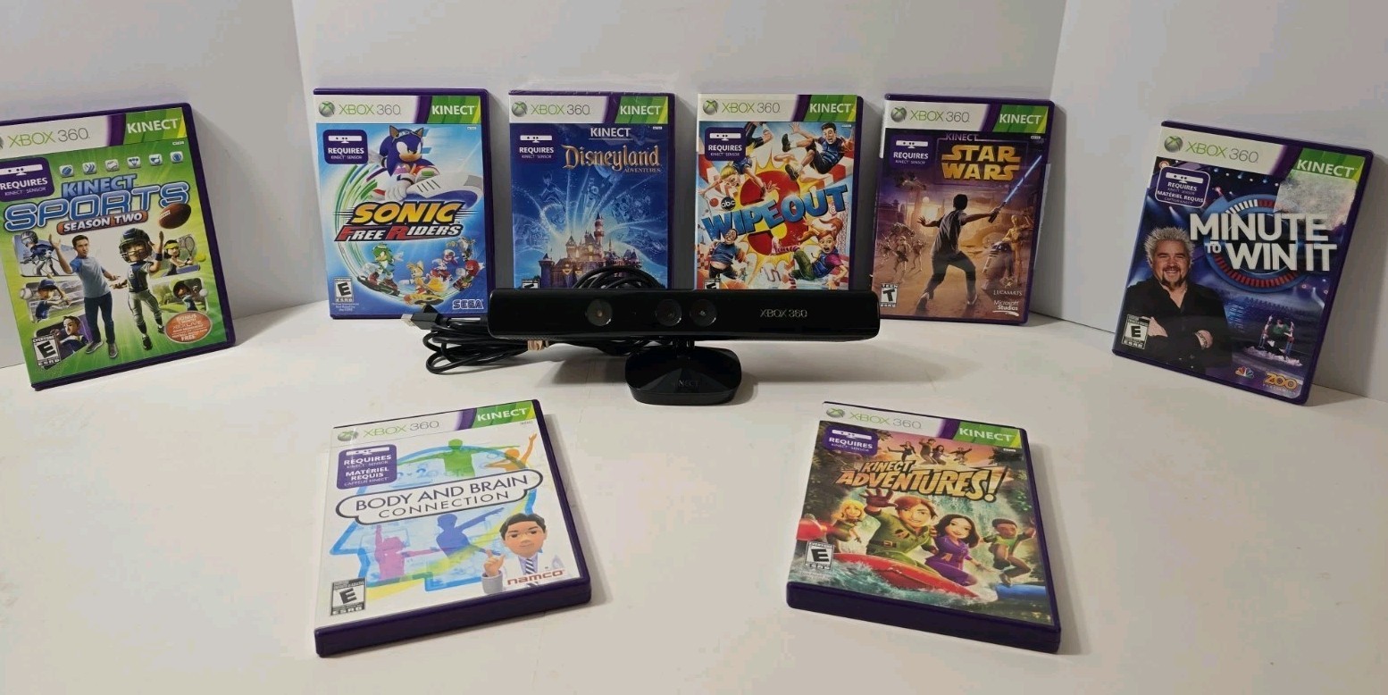 Xbox 360 Kinect Bundle With 8 Games! ALL GAMES TESTED! SHIPS FREE 🔥