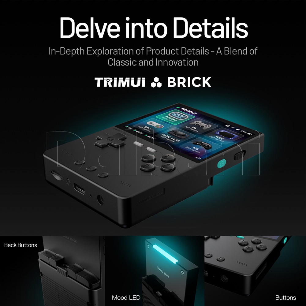 TrimUI Brick Black Open Source Handheld Game Console with 64GB