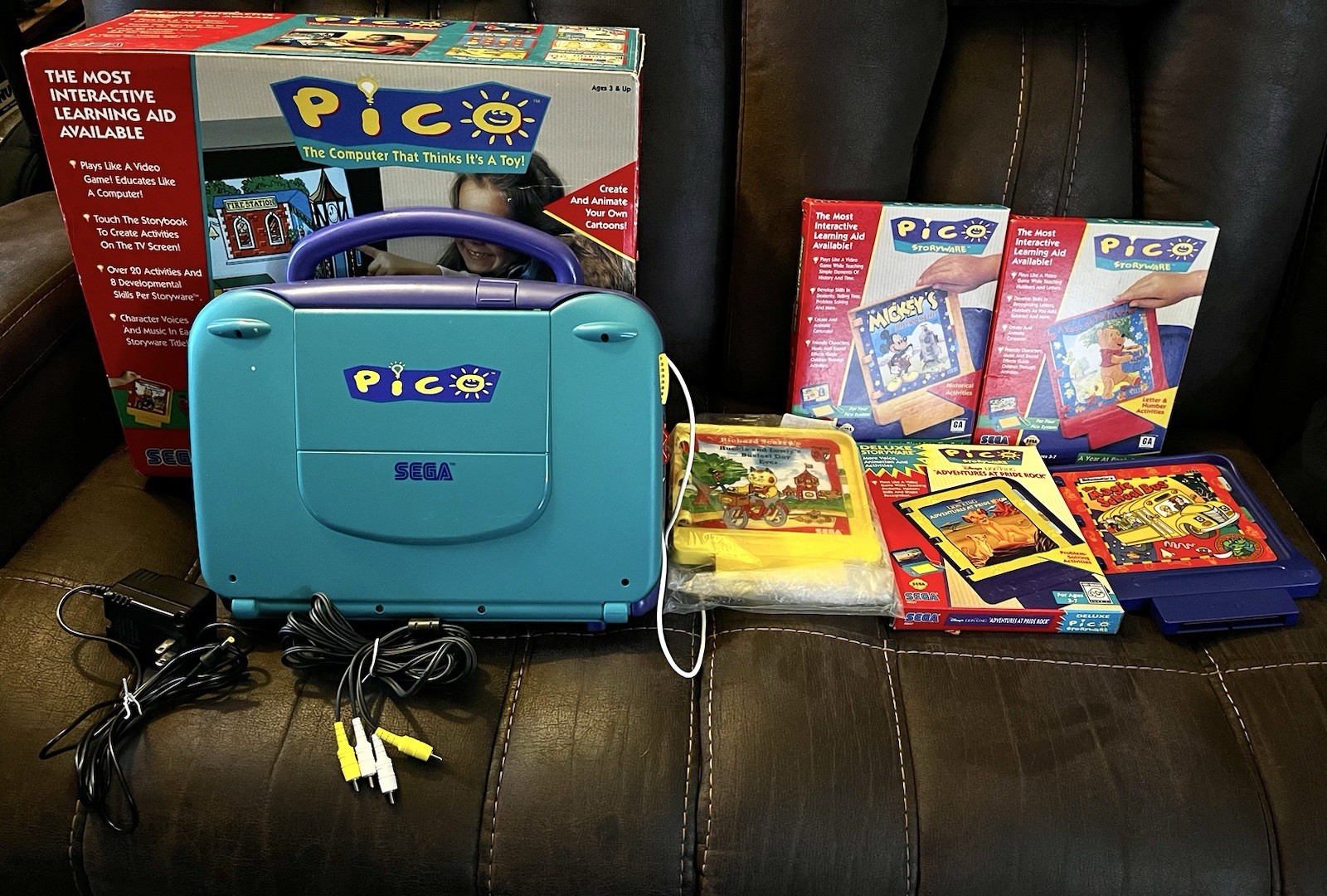 SEGA PICO LEARNING SYSTEM CONSOLE ORIGINAL BOX+5 GAMES 3 CIB ALL TESTED WORKING