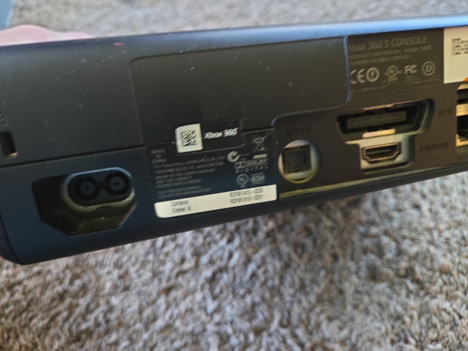 Microsoft Xbox 360 S Console Black HDMI Model 1439 – 2010 – Untested