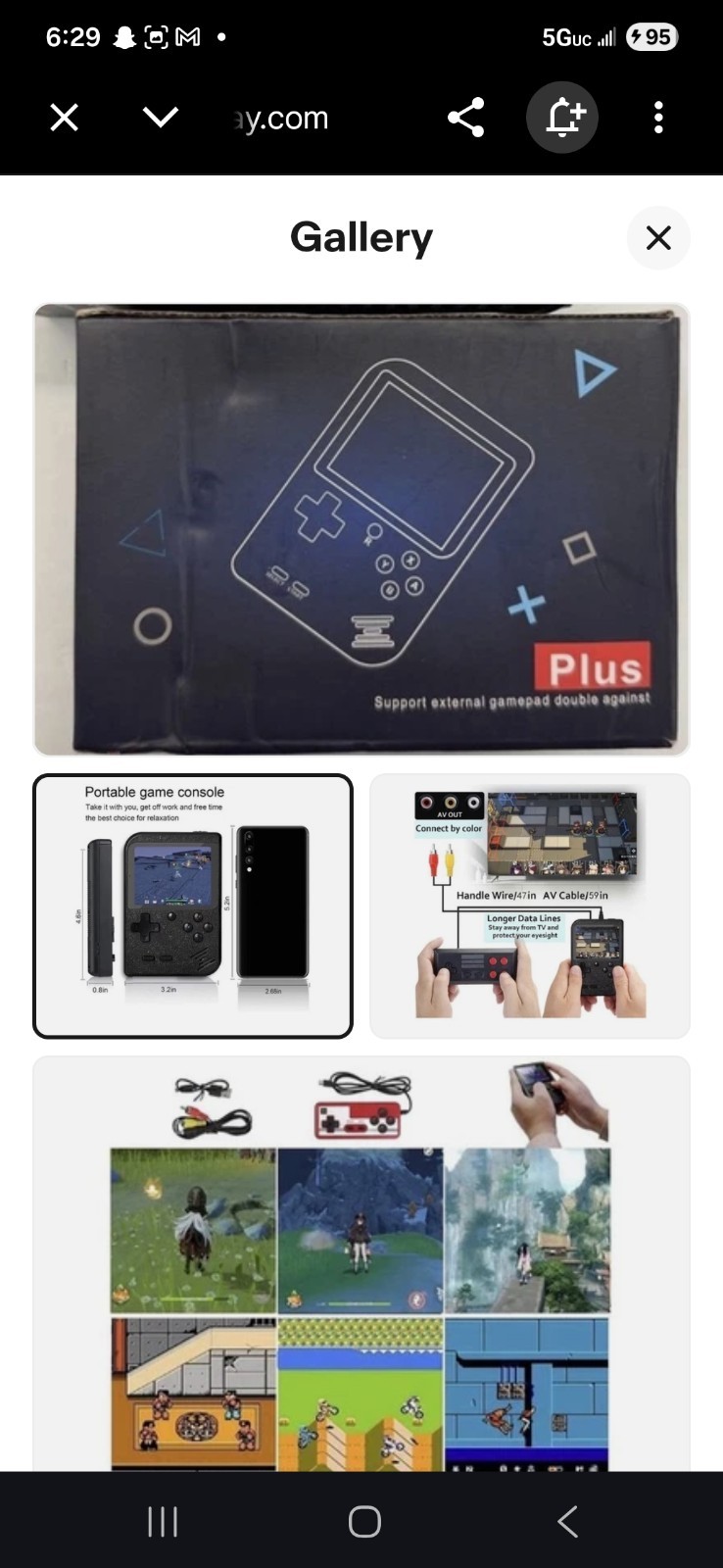 Plus Portable Handheld Game Console, AV Out, USB, Gamepad & TV Support, Black