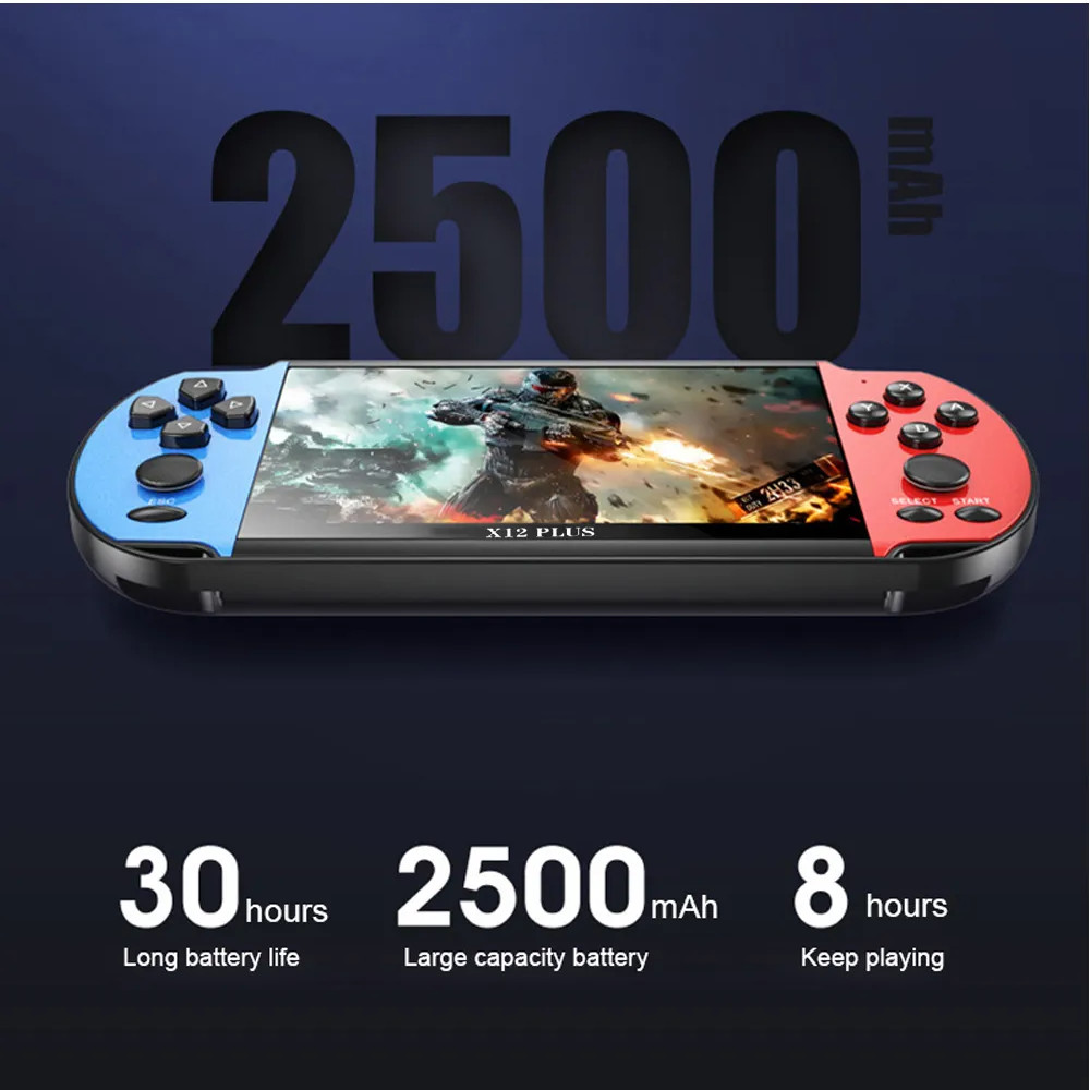 7″ X12 Plus Handheld Game Console HD Screen Retro Video Built-in 10000 Games VX