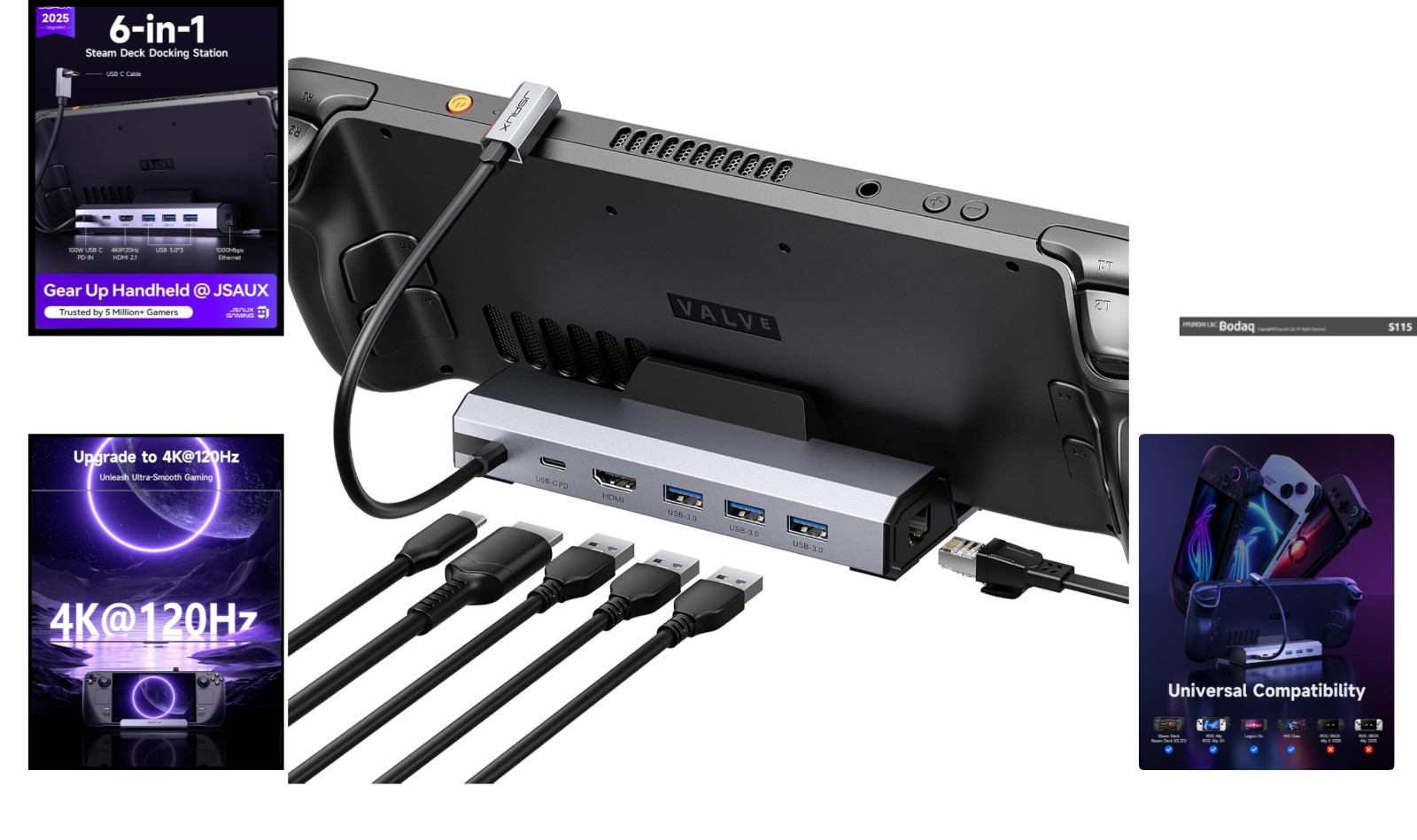 Versatile 6-in-1 Docking Station for Steam Deck/OLED with 100W Power Delivery