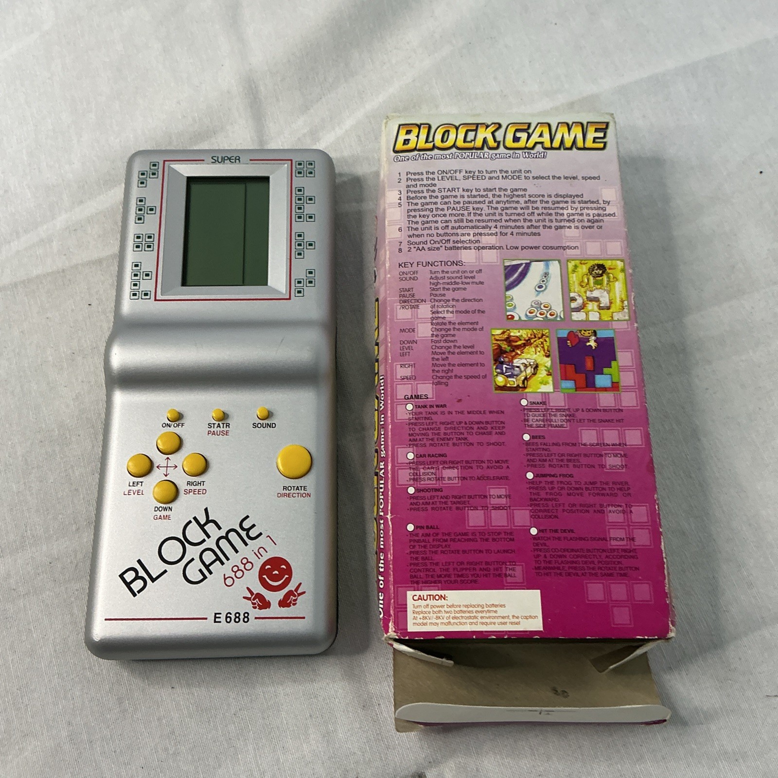 Retro Classic Block Game Console Multiple Games Level/Speed Handheld ( Tested )