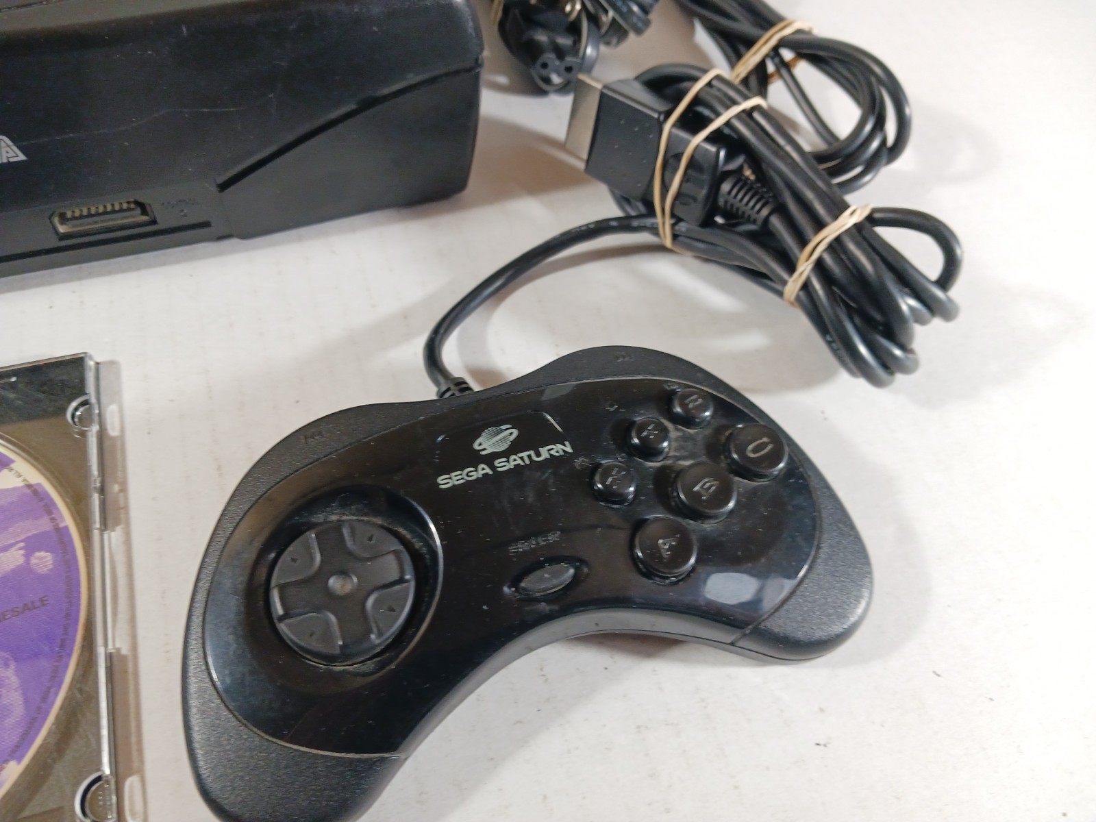 SEGA Saturn Black Console With Controller Tested With Cords Official Controller