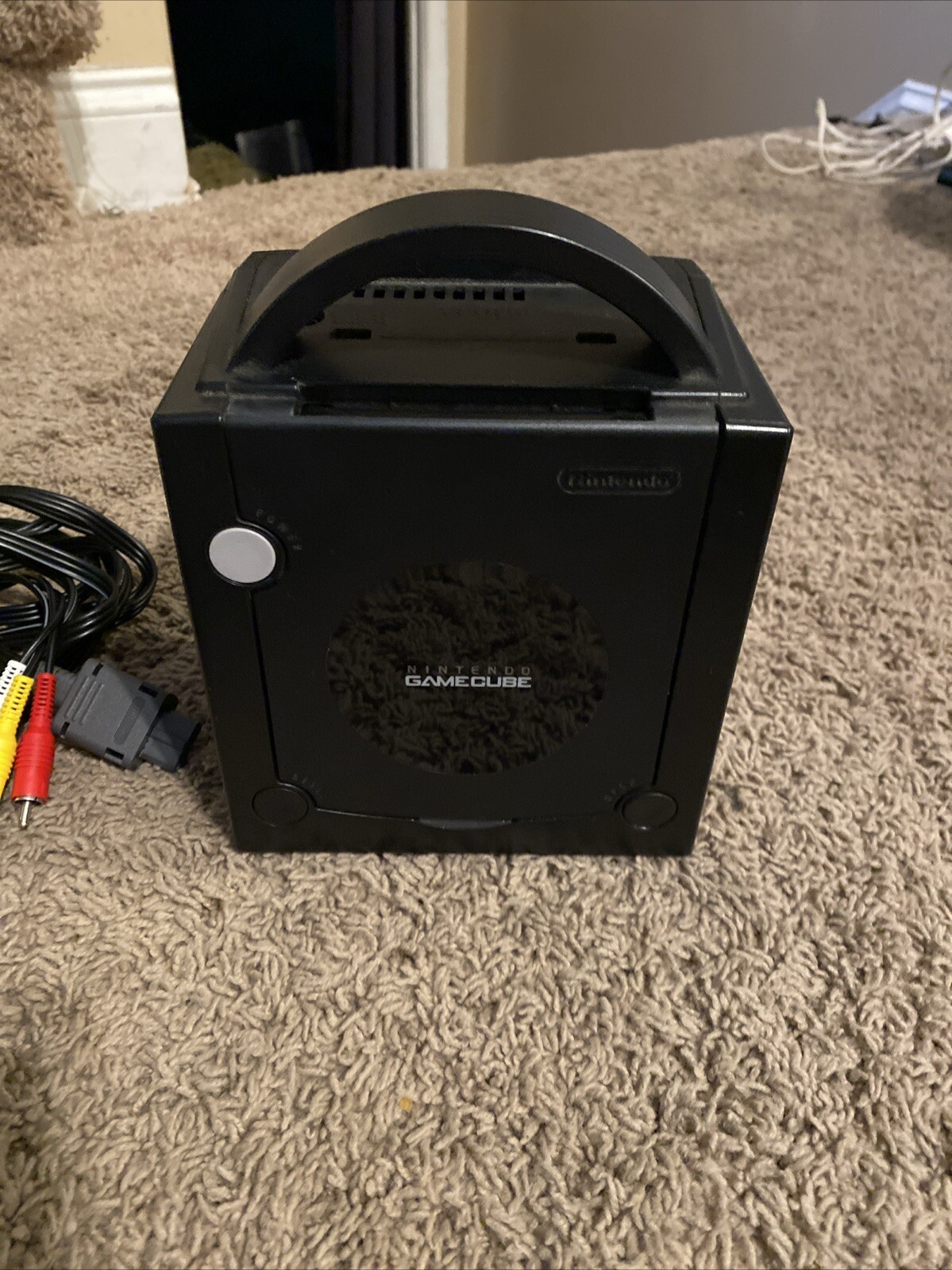 Nintendo Gamecube Black Console + Cables 2 Controllers Tested And Works DOL-101