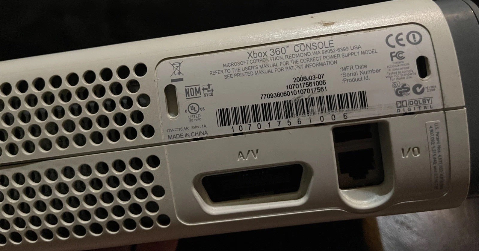 Microsoft Xbox 360 Fat 60GB Hard Drive Tested & Working Console Only no cable