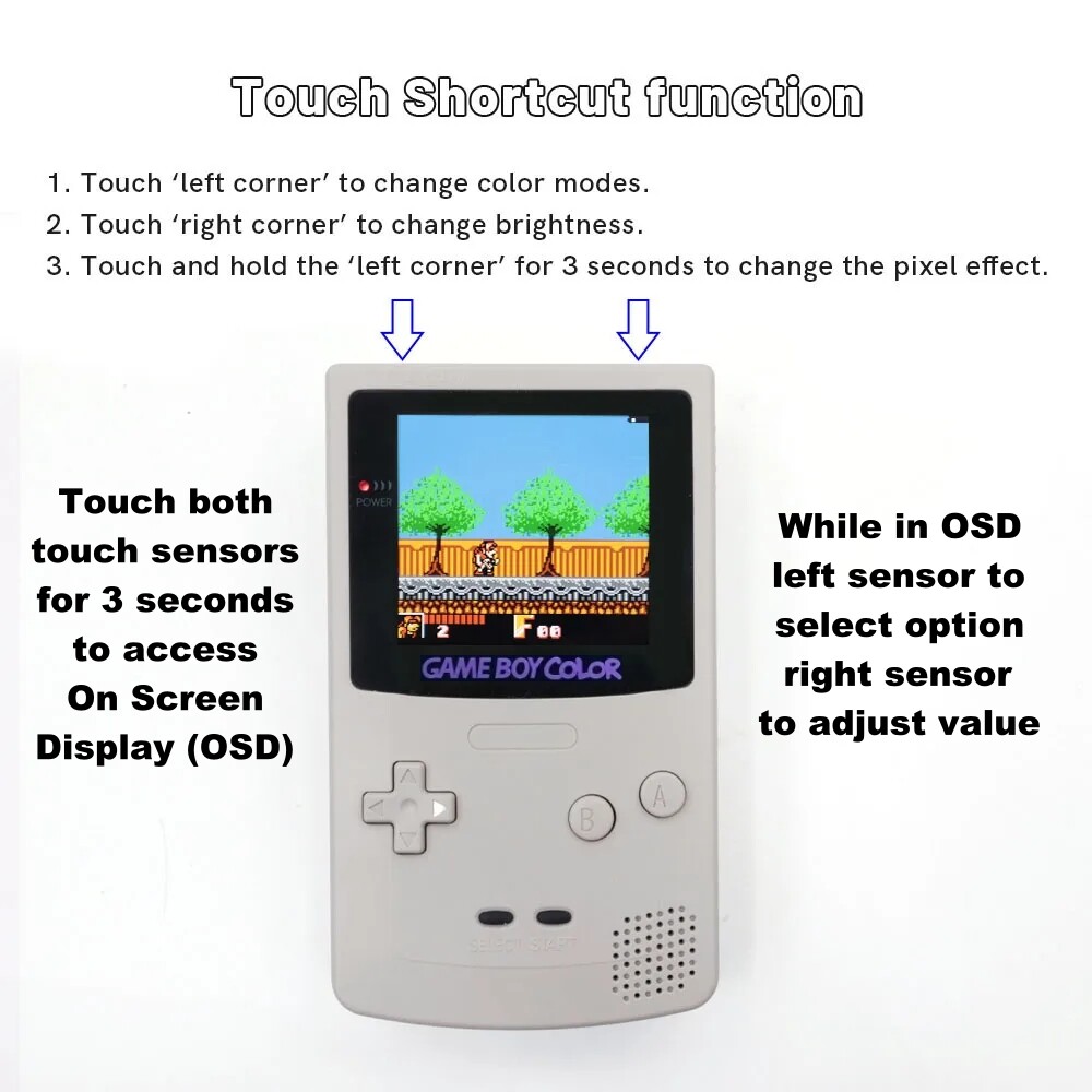 Game Boy Color Q5 IPS Upgrade Kit Laminated with OSD Desaturation Gameboy GBC