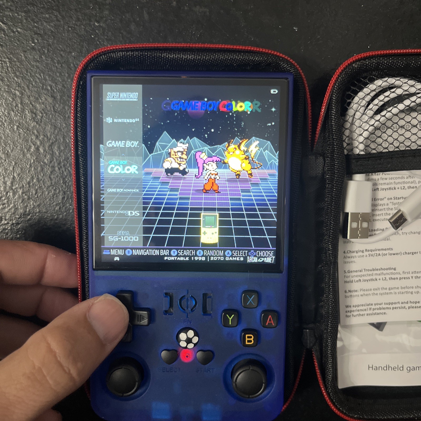 R36 Max Retro Handheld Game Console 64GB – Translucent Blue