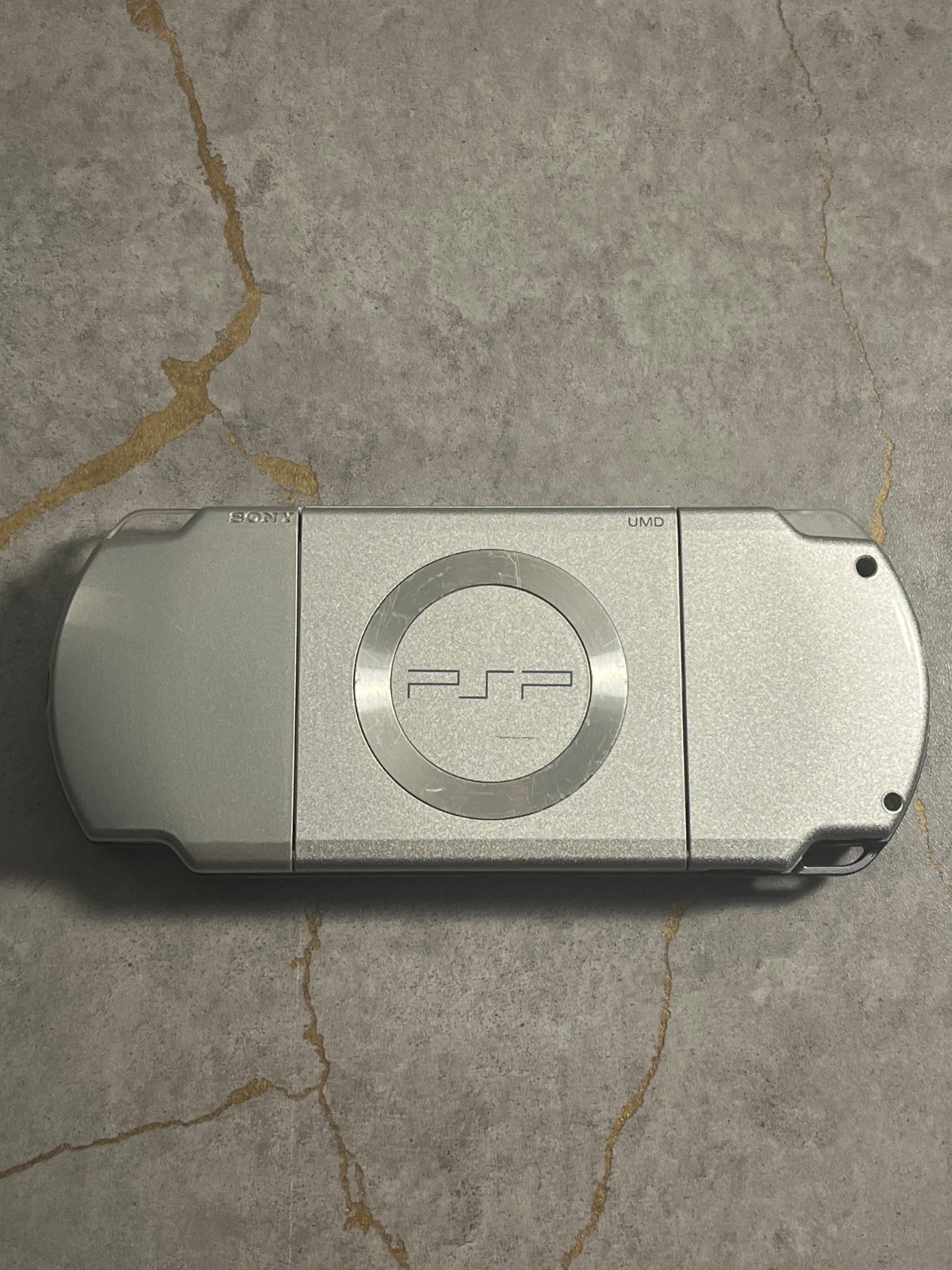 Sony PSP -2001 Silver Video Game System FOR PARTS (No power) w/ Battery OEM