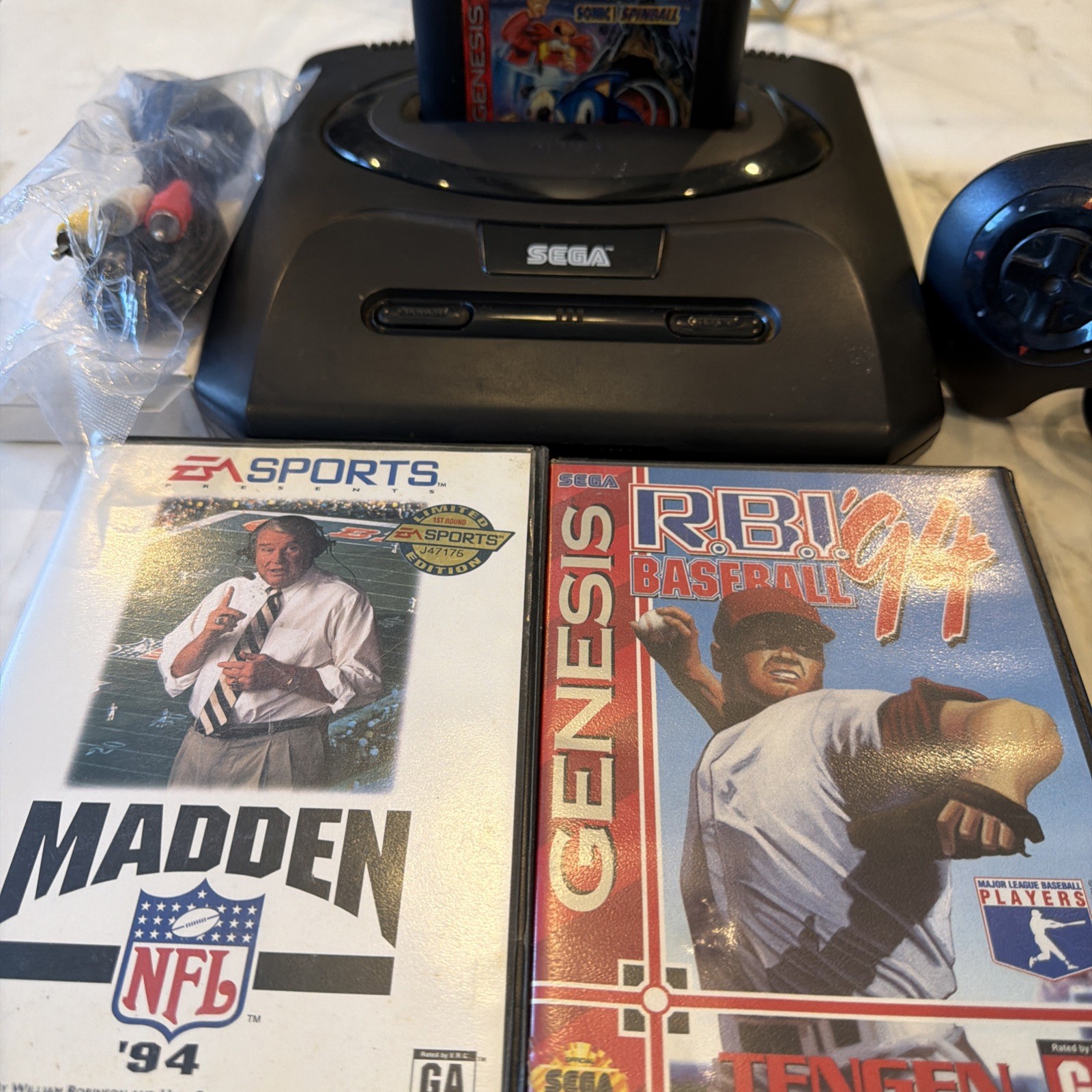 Sega Genesis Model 2 Console System Bundle Cords Controller Sonic Spinball