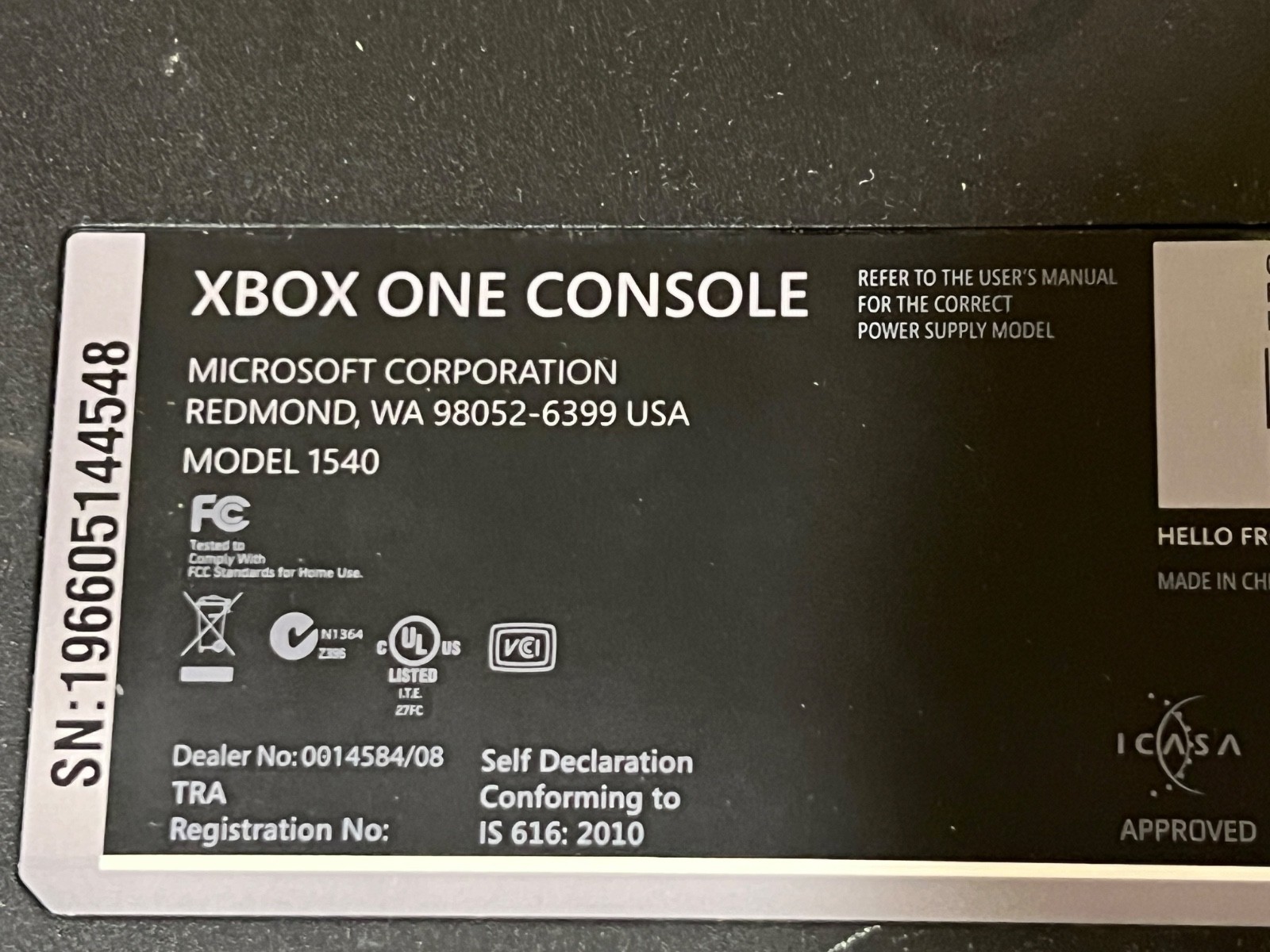 Microsoft Xbox One Console Only 500GB – Model 1540 – Tested & Working